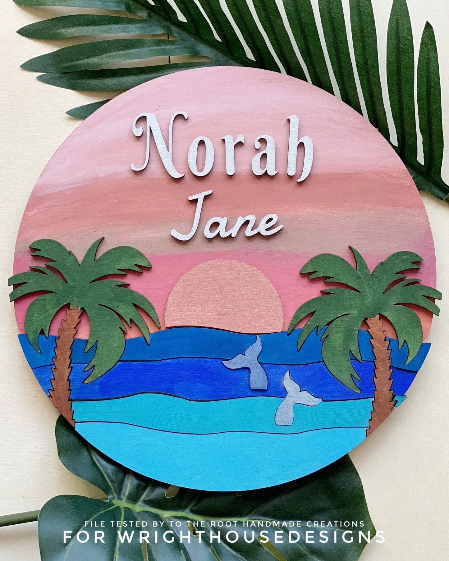 Mermaid Beach Baby Girl Nursery Round - Sign Making Home Decor and DIY Kits - Cut File For Glowforge Lasers - Digital SVG File