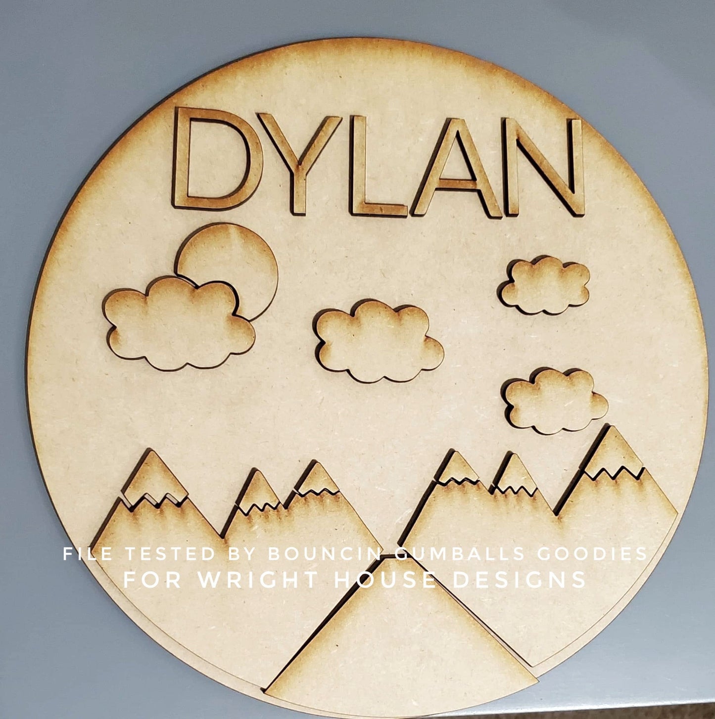 The Snowcap Mountain Baby Nursery Round - Sign Making Home Decor and DIY Kits - Cut File For Glowforge Lasers - Digital SVG File