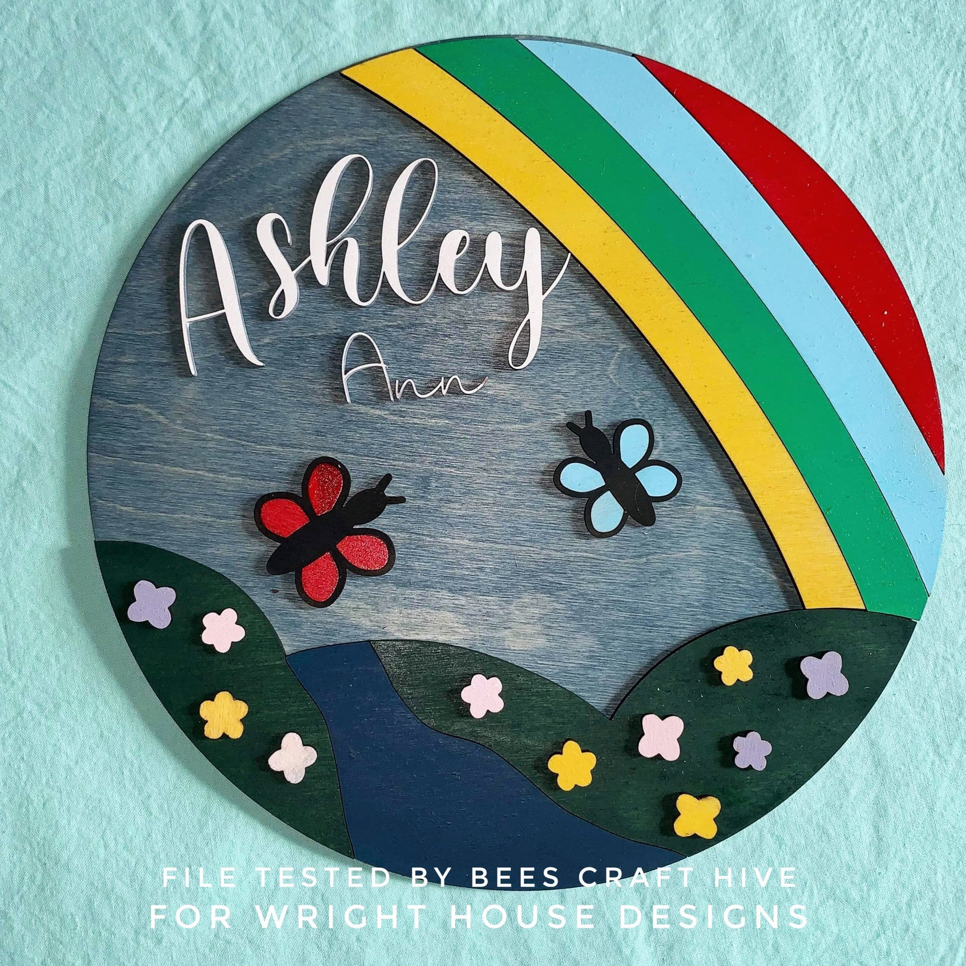 Springtime Butterfly Valley Baby Girl Nursery Round - Sign Making Home Decor and DIY Kits - Cut File For Glowforge Lasers - Digital SVG File