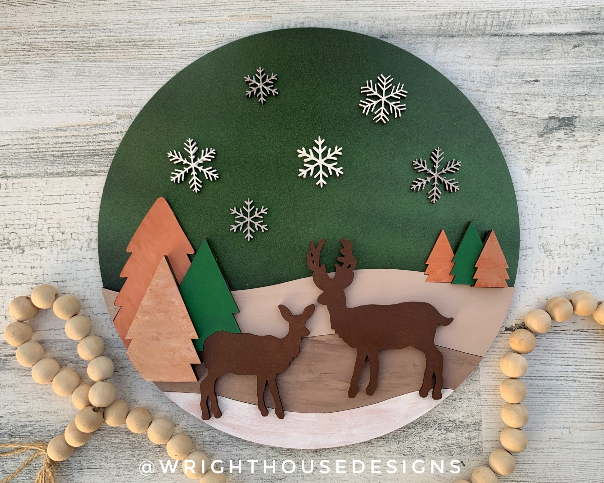 Winter In The Woods Seasonal Door Hanger - Mountain Theme Sign For Baby Nursery - Files for Sign Making - Digital SVG Cut File For Glowforge