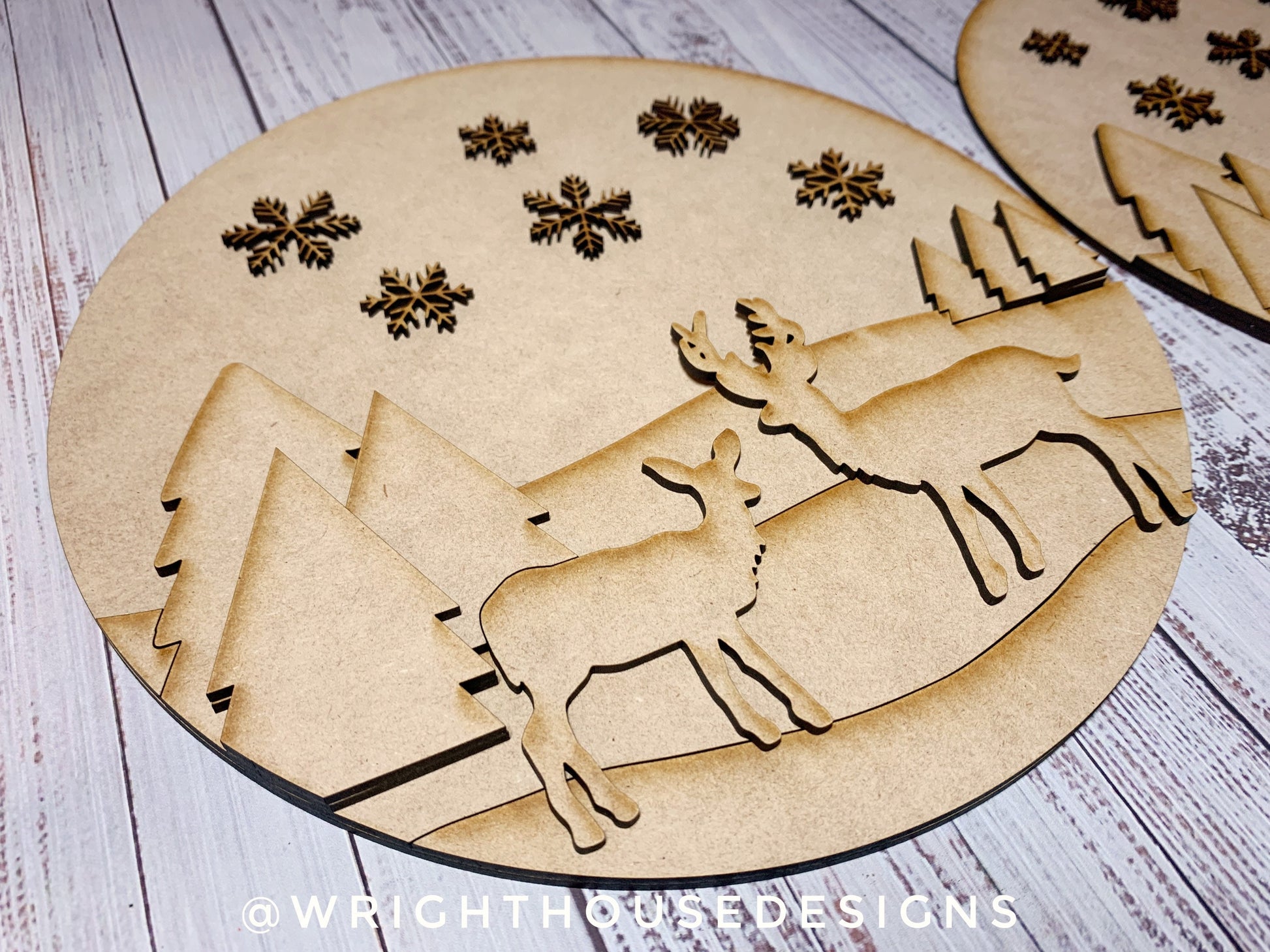 Winter In The Woods Seasonal Door Hanger - Mountain Theme Sign For Baby Nursery - Files for Sign Making - Digital SVG Cut File For Glowforge