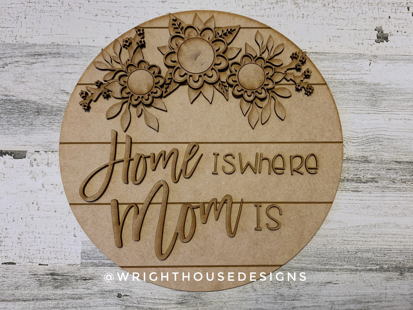 Sunflowers and Cherry Blossom Shelf Sitter - Floral Sign Making and DIY Kits - Single Line Cut File For Glowforge Laser - Digital SVG File