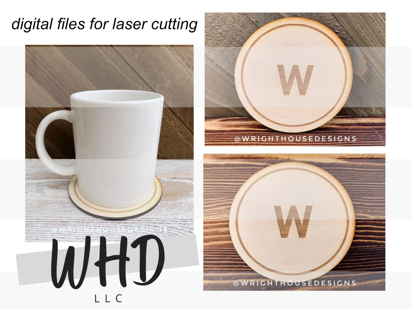 Full Alphabet Minimalist Coaster Set For Laser Cutting - Files for Sign and Product Making - SVG Cut File For Glowforge - Digital File