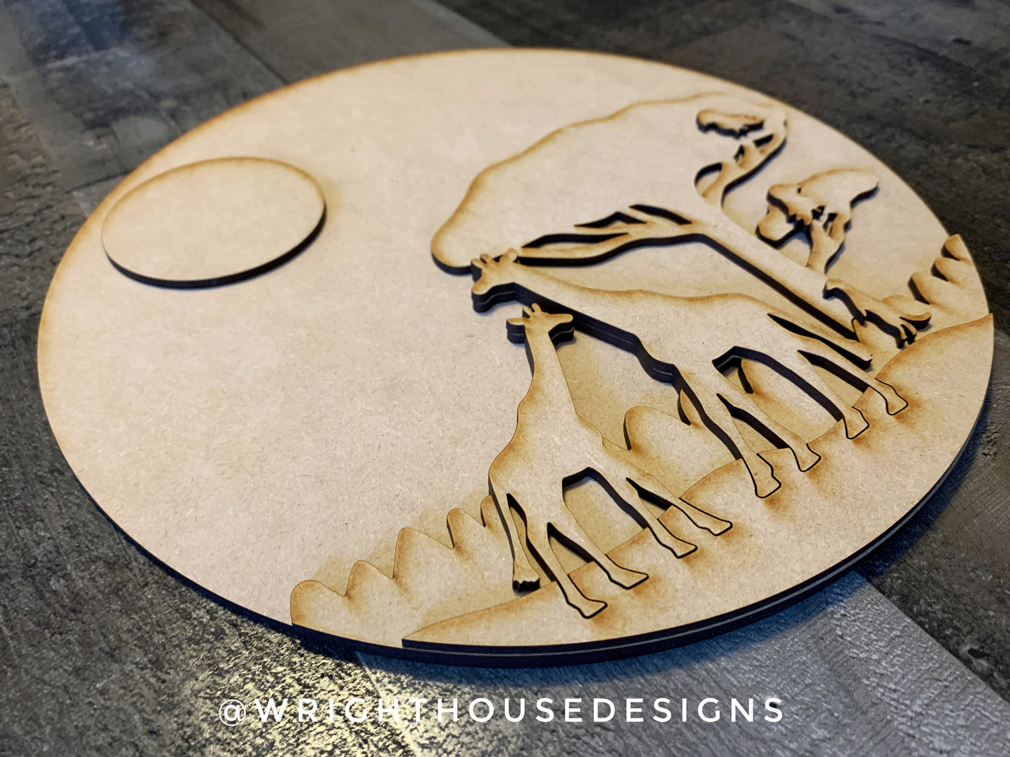 Giraffes On The Savanna Baby Nursery Round - Sign Making Home Decor and DIY Kits - Cut File For Glowforge Lasers - Digital SVG File