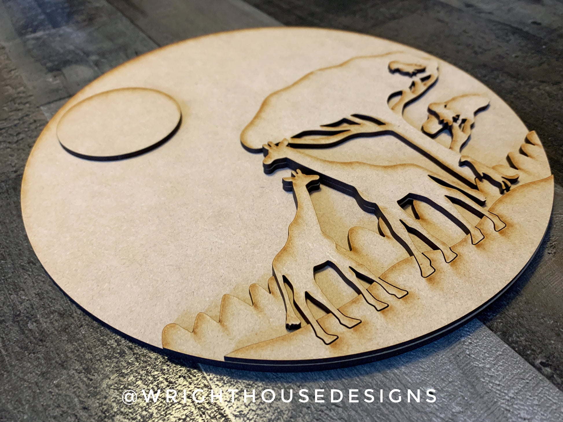 Giraffes On The Savanna Baby Nursery Round - Sign Making Home Decor and DIY Kits - Cut File For Glowforge Lasers - Digital SVG File