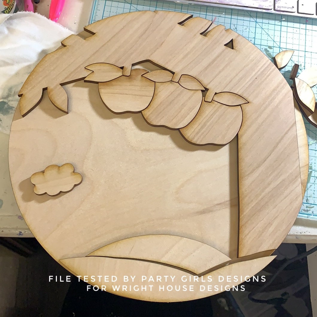 Apple Tree Orchard Fruit Theme Nursery and Door Hanger Round - Sign Making and DIY Kits - Cut File For Glowforge Lasers - Digital SVG File