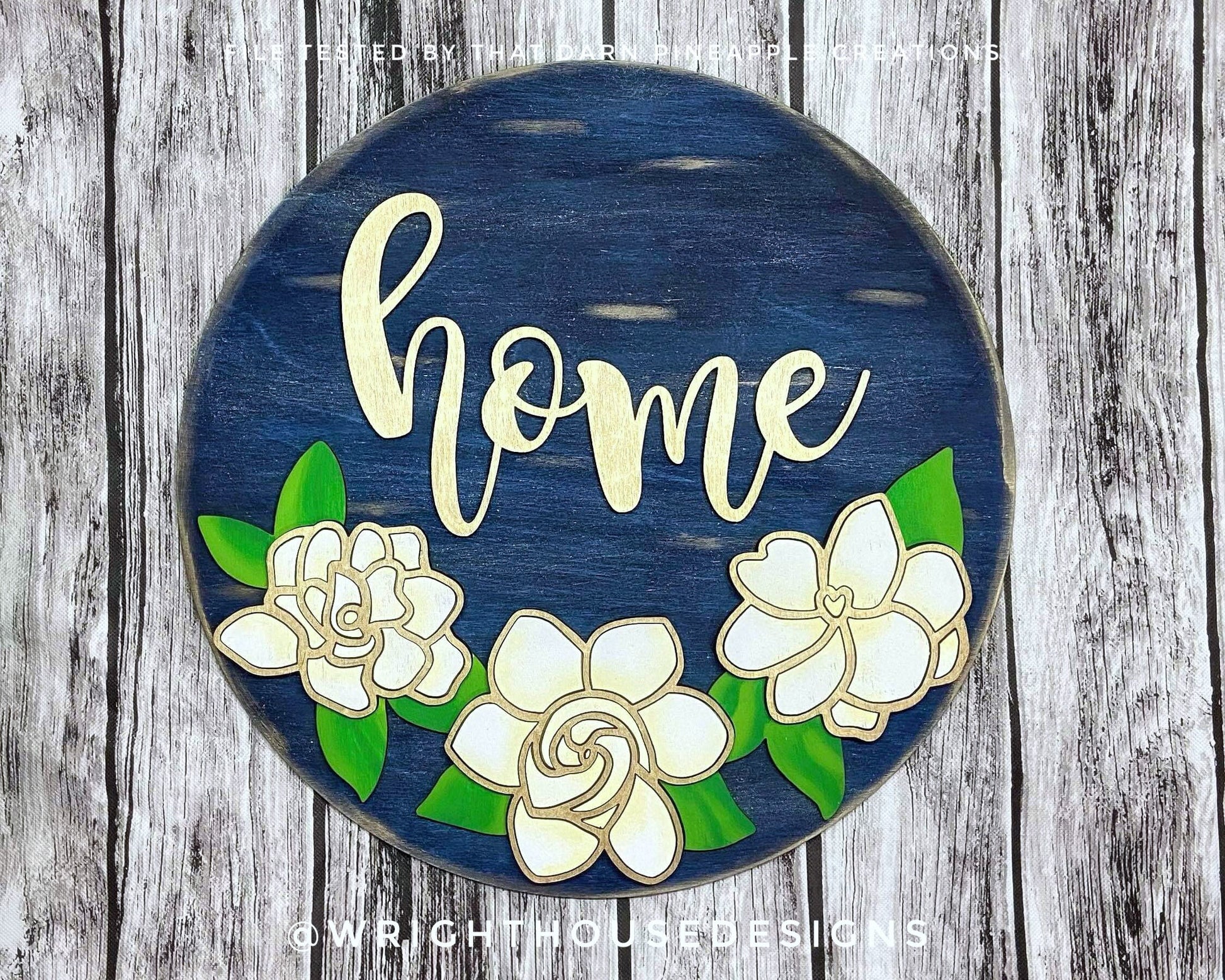 Southern Spring Gardenia Flower Shelf Sitter - Seasonal Sign Making and DIY Kits - Cut File For Glowforge Lasers - Digital SVG File