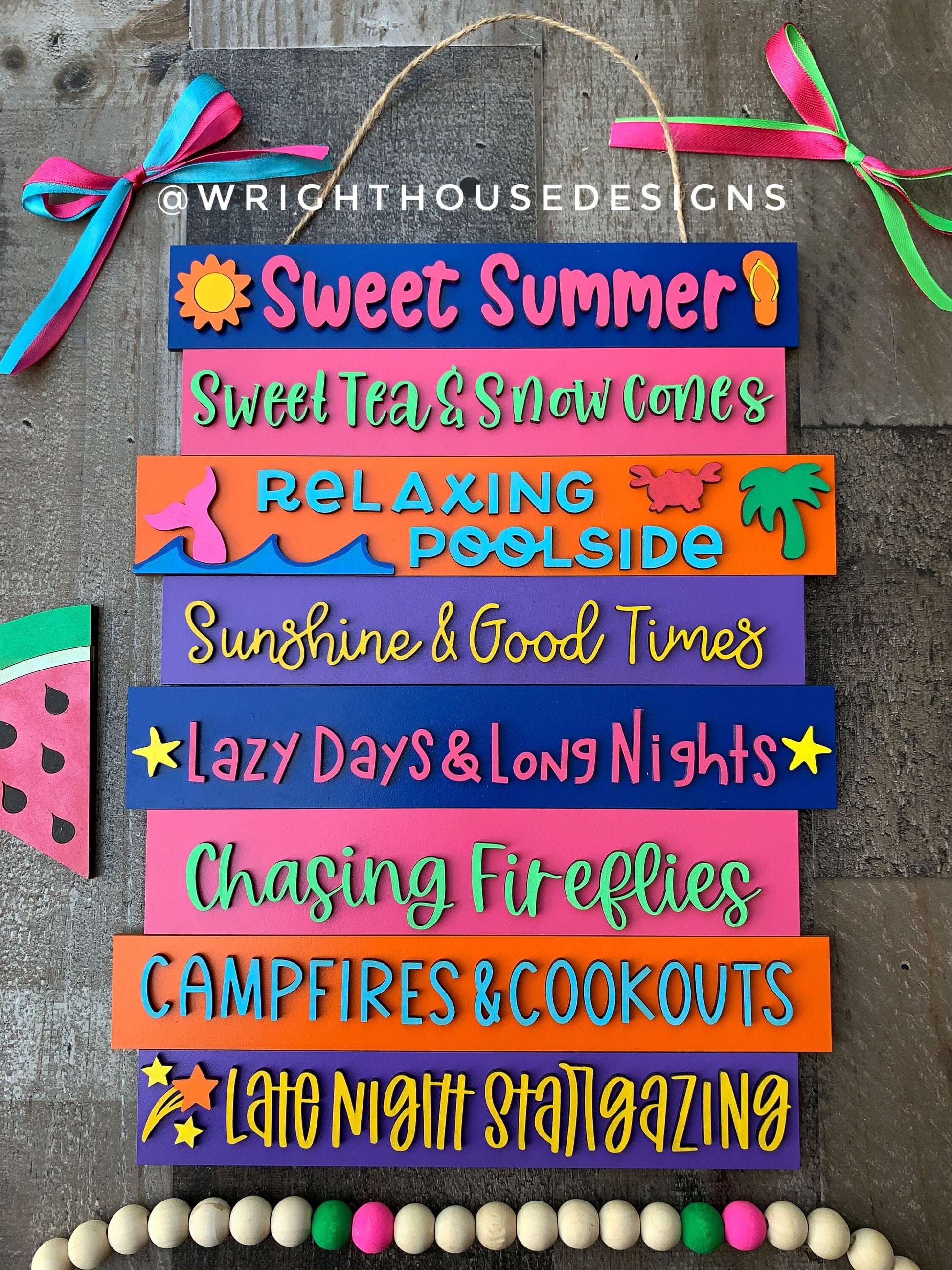 Sweet Summertime Bucket List Stacked Sign - Seasonal Wall Decor and DIY Kits - Cut File For Glowforge Lasers - Digital SVG File