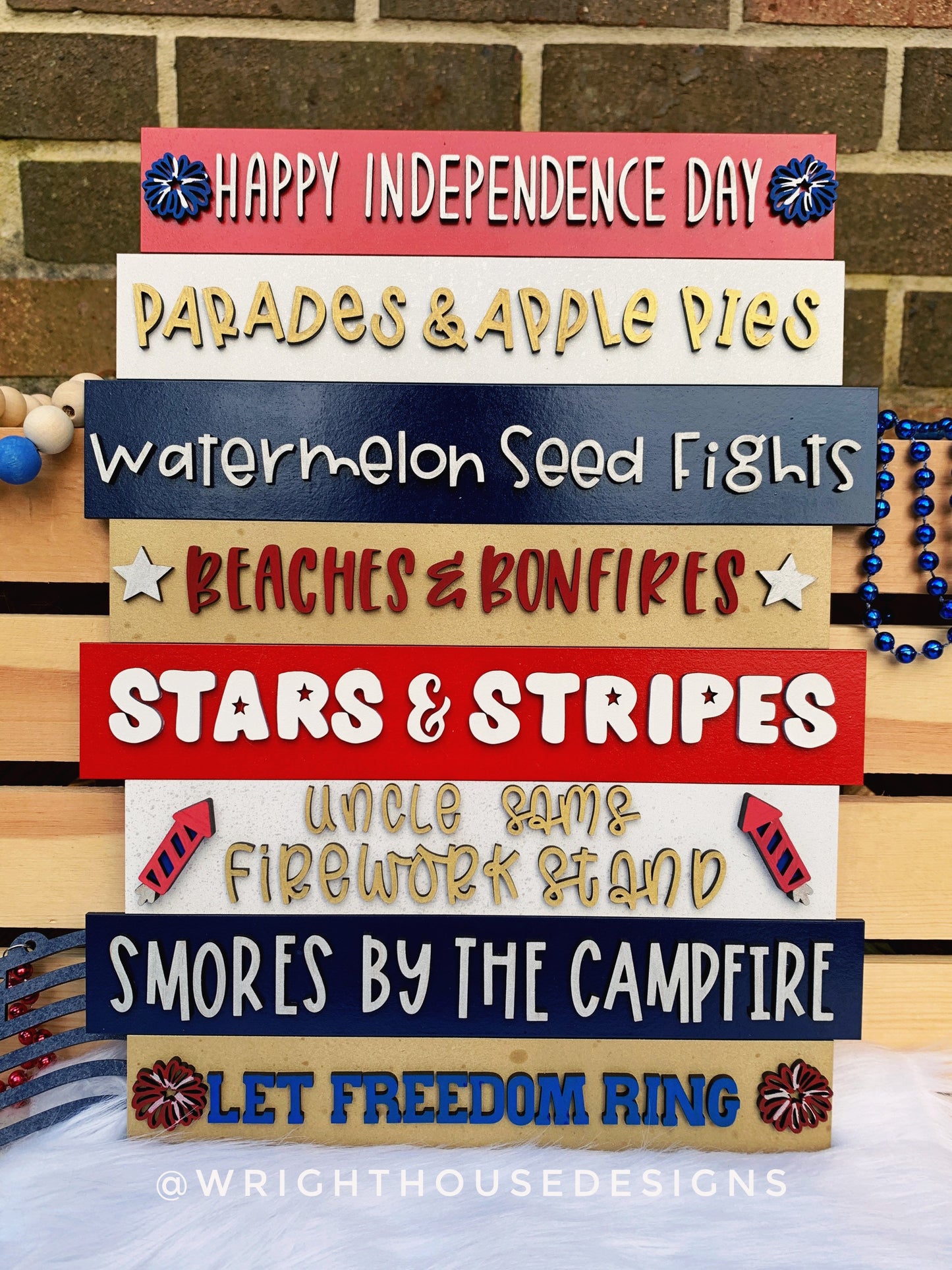 Independence Day Summer Bucket List Stacked Sign - Seasonal Wall Decor and DIY Kits - Cut File For Glowforge Lasers - Digital SVG File