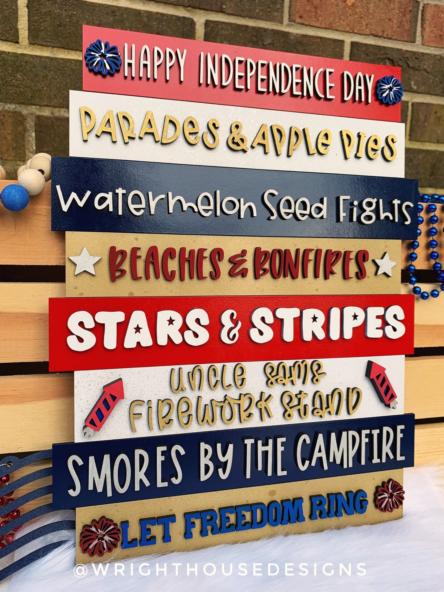 Independence Day Summer Bucket List Stacked Sign - Seasonal Wall Decor and DIY Kits - Cut File For Glowforge Lasers - Digital SVG File