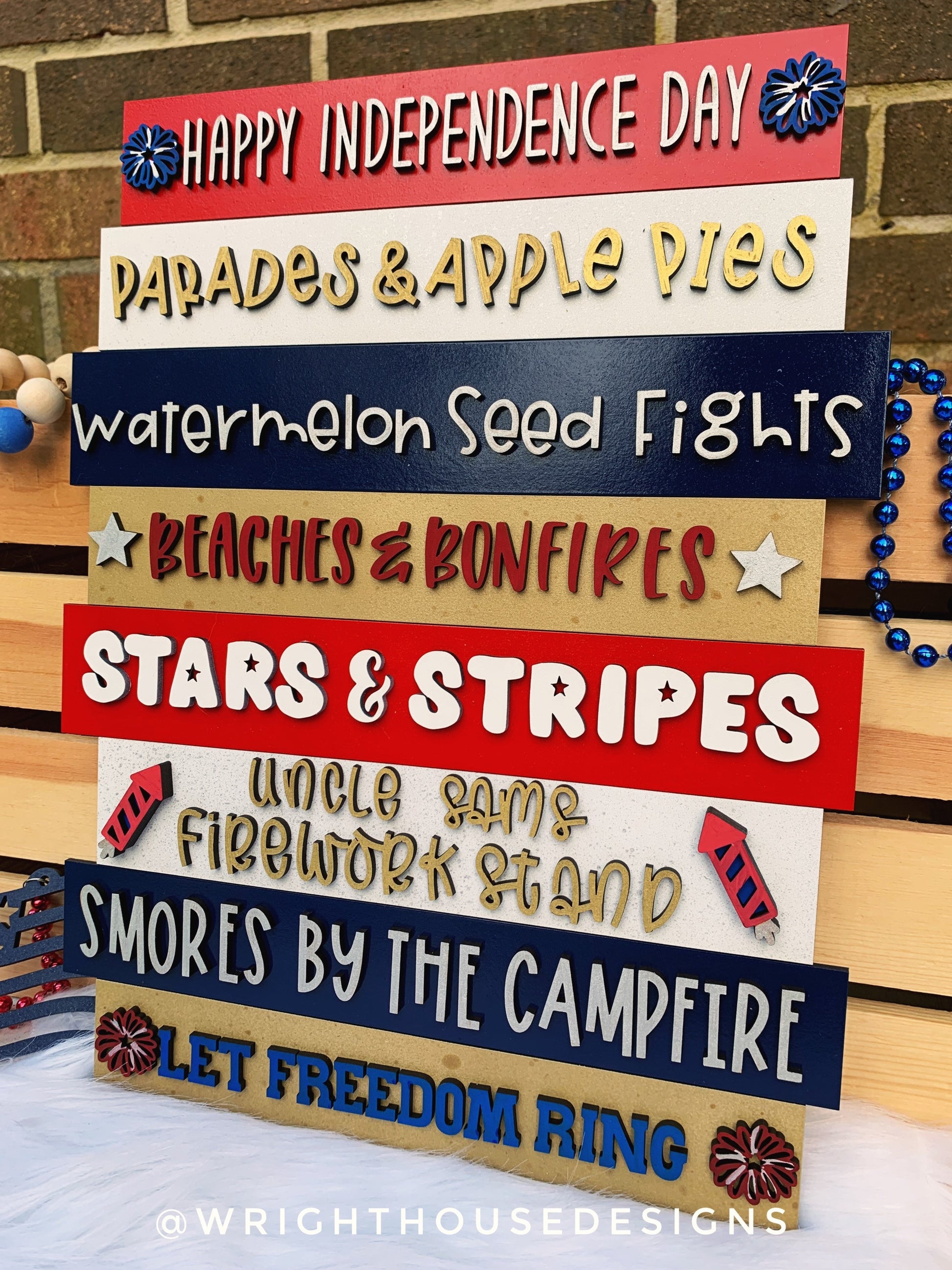 Independence Day Summer Bucket List Stacked Sign - Seasonal Wall Decor and DIY Kits - Cut File For Glowforge Lasers - Digital SVG File