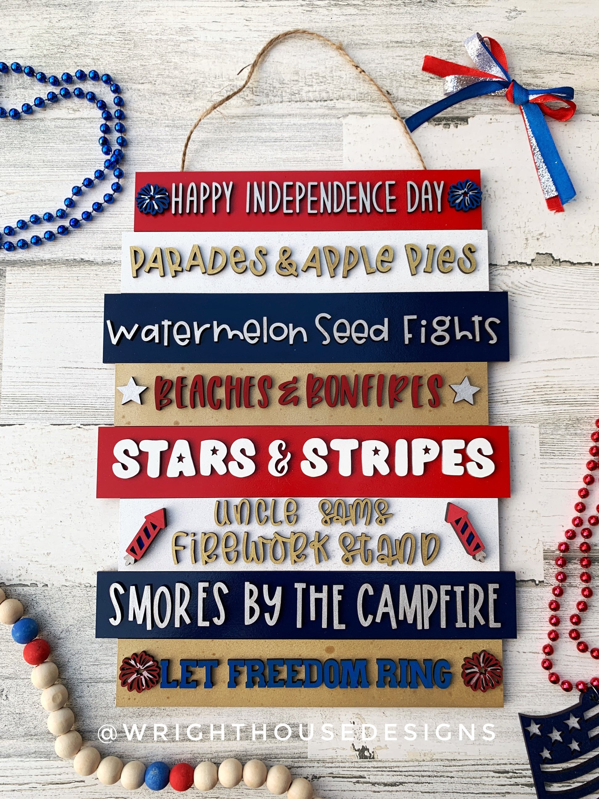 Independence Day Summer Bucket List Stacked Sign - Seasonal Wall Decor and DIY Kits - Cut File For Glowforge Lasers - Digital SVG File