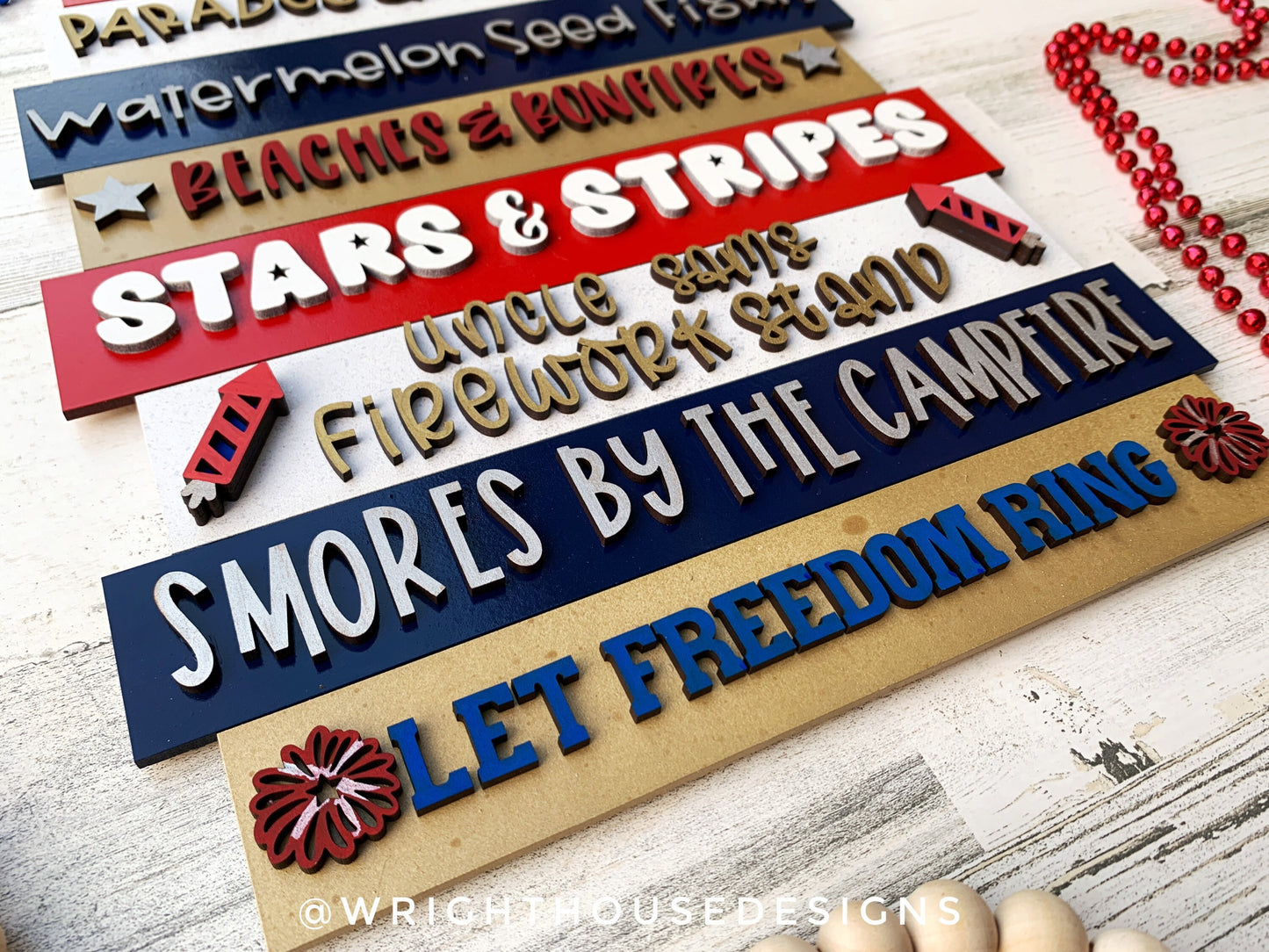 Independence Day Summer Bucket List Stacked Sign - Seasonal Wall Decor and DIY Kits - Cut File For Glowforge Lasers - Digital SVG File