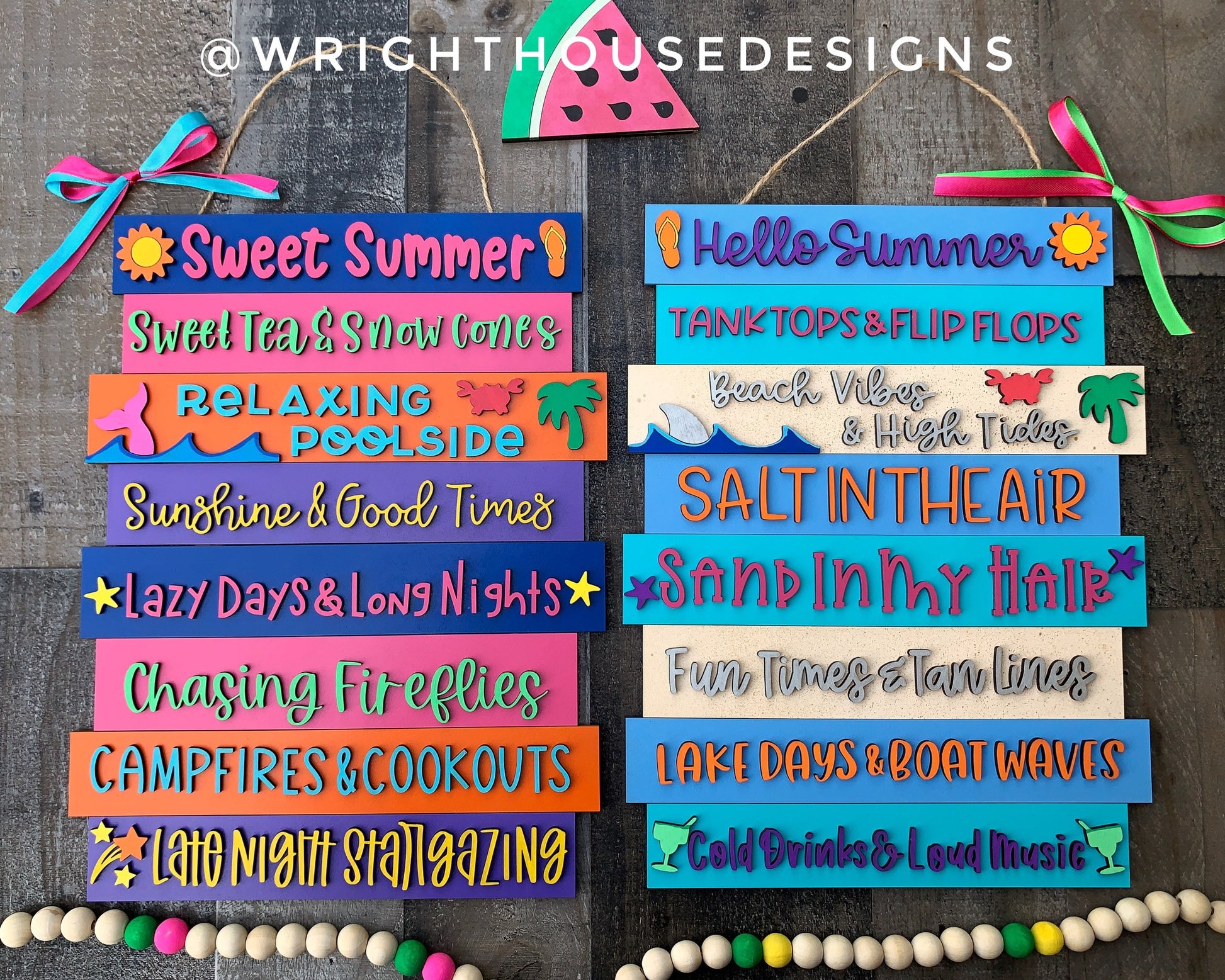 Summer Beach Bucket List Stacked Sign Bundle - Seasonal Wall Decor and DIY Kits - Cut File For Glowforge Lasers - Digital SVG File