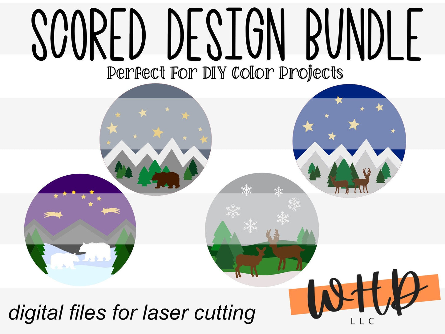 Winter Color Craft Bundle - Scoring Pattern Round For Diy Painting - Files for Sign Making - SVG Cut File For Glowforge - Digital File