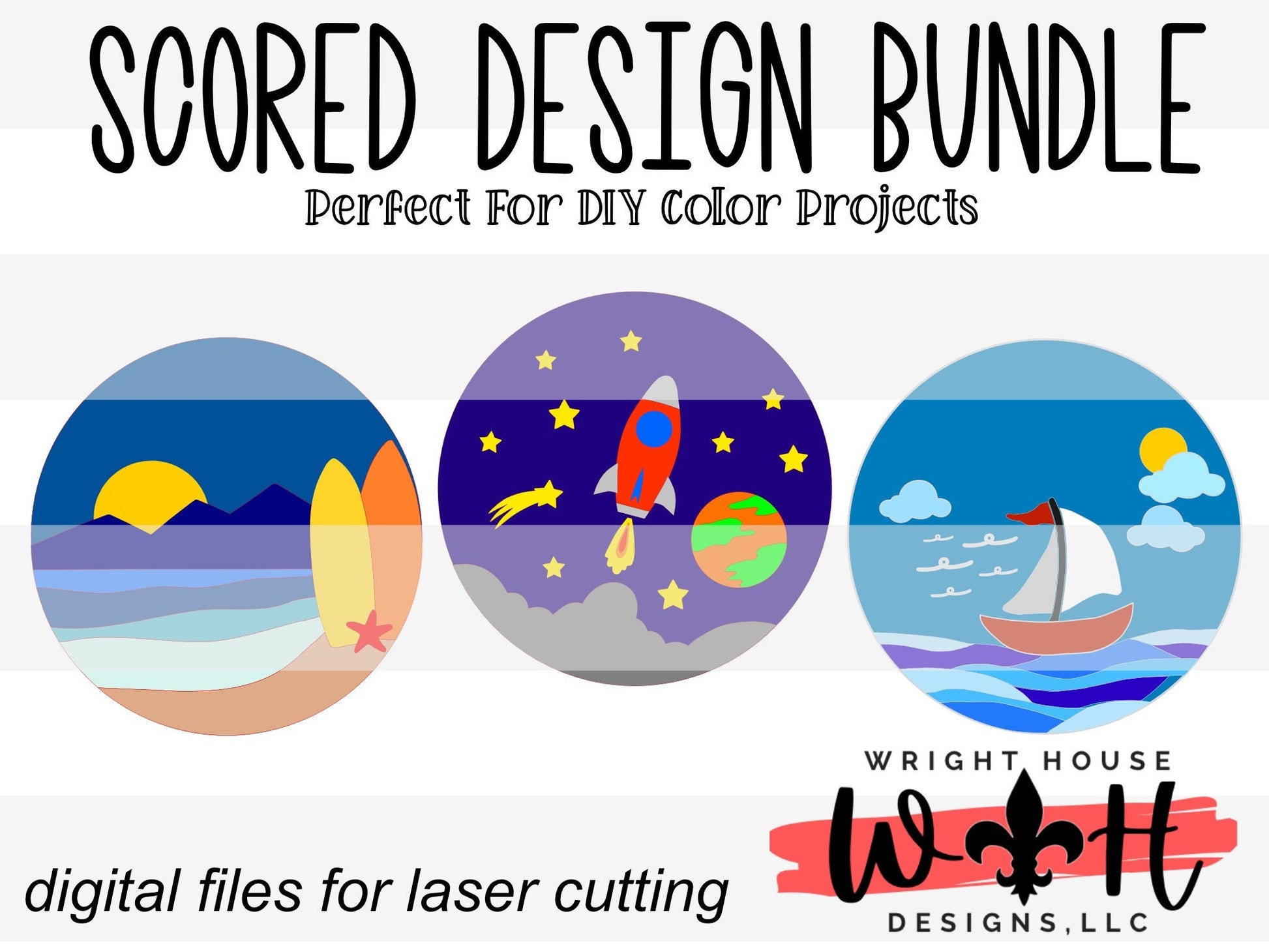 Boy's Color Diy Craft Bundle - Scoring Pattern Round For Diy Painting - Files for Sign Making - SVG Cut File For Glowforge - Digital File