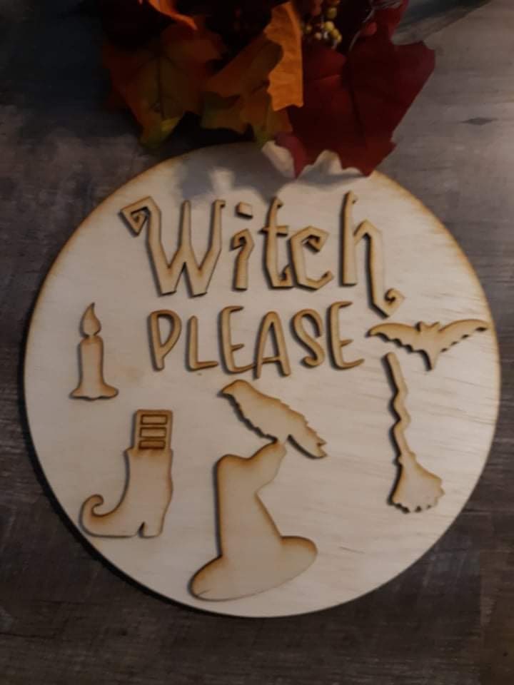 Welcome Witches Witch Please Halloween Round Bundle - Seasonal Sign Making and DIY Kits - Cut File For Glowforge Lasers - Digital SVG File