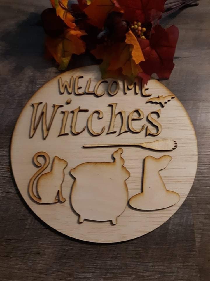 Welcome Witches Witch Please Halloween Round Bundle - Seasonal Sign Making and DIY Kits - Cut File For Glowforge Lasers - Digital SVG File