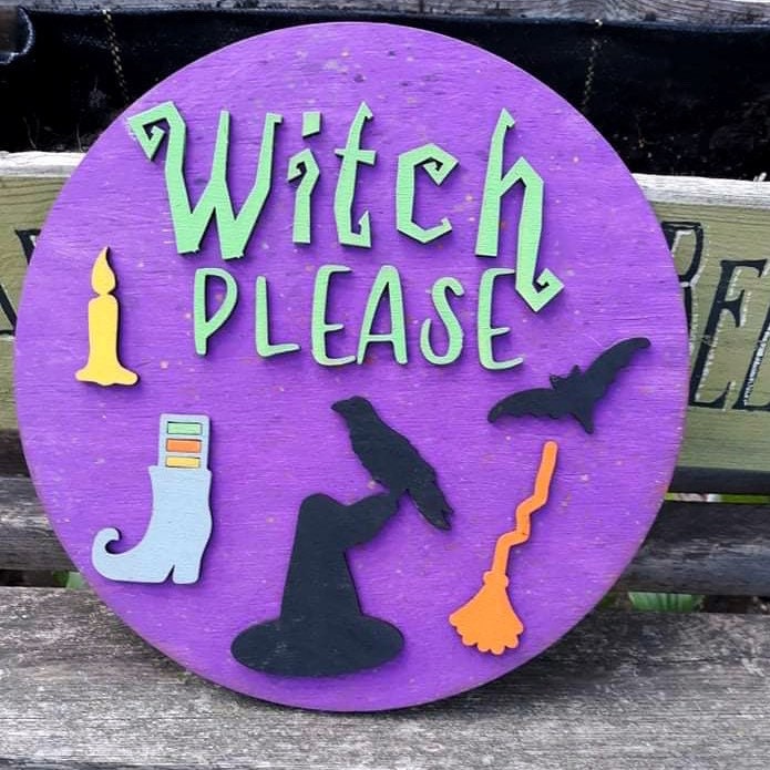 Welcome Witches Witch Please Halloween Round Bundle - Seasonal Sign Making and DIY Kits - Cut File For Glowforge Lasers - Digital SVG File