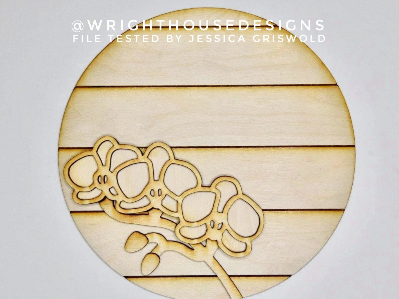 Orchid Simple Floral Shelf Sitter Sign - Round Sign Making and DIY Kits - Beginner Cut File For Glowforge Lasers - Digital SVG File