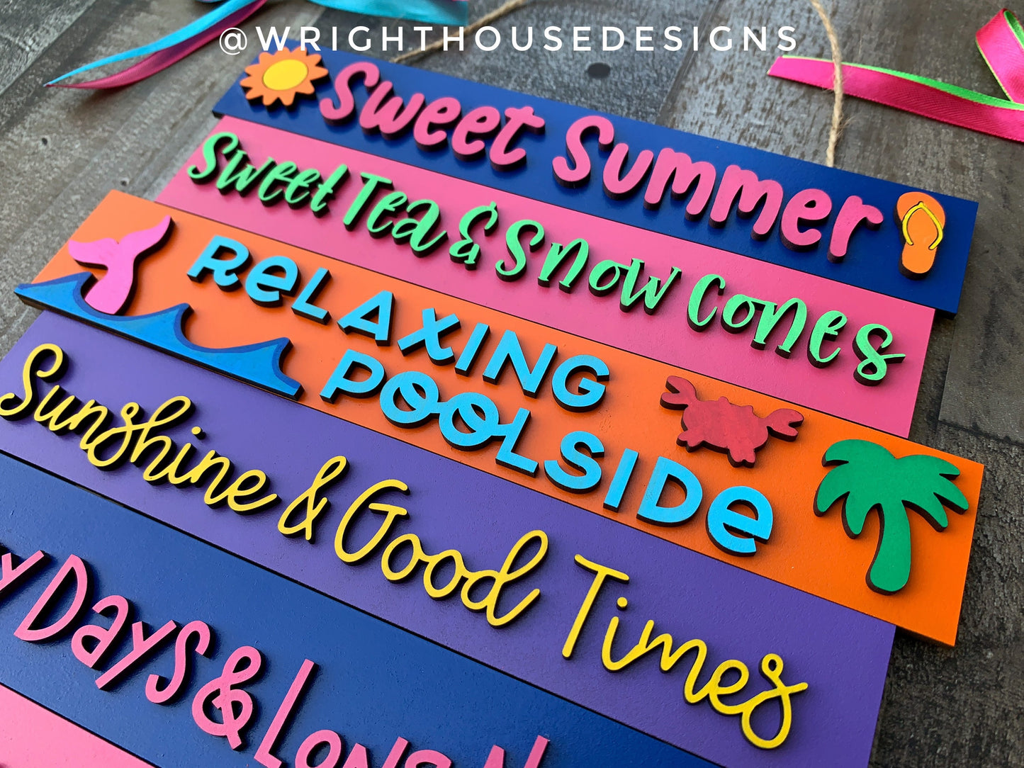 Sweet Summertime Bucket List Stacked Sign - Seasonal Wall Decor and DIY Kits - Cut File For Glowforge Lasers - Digital SVG File