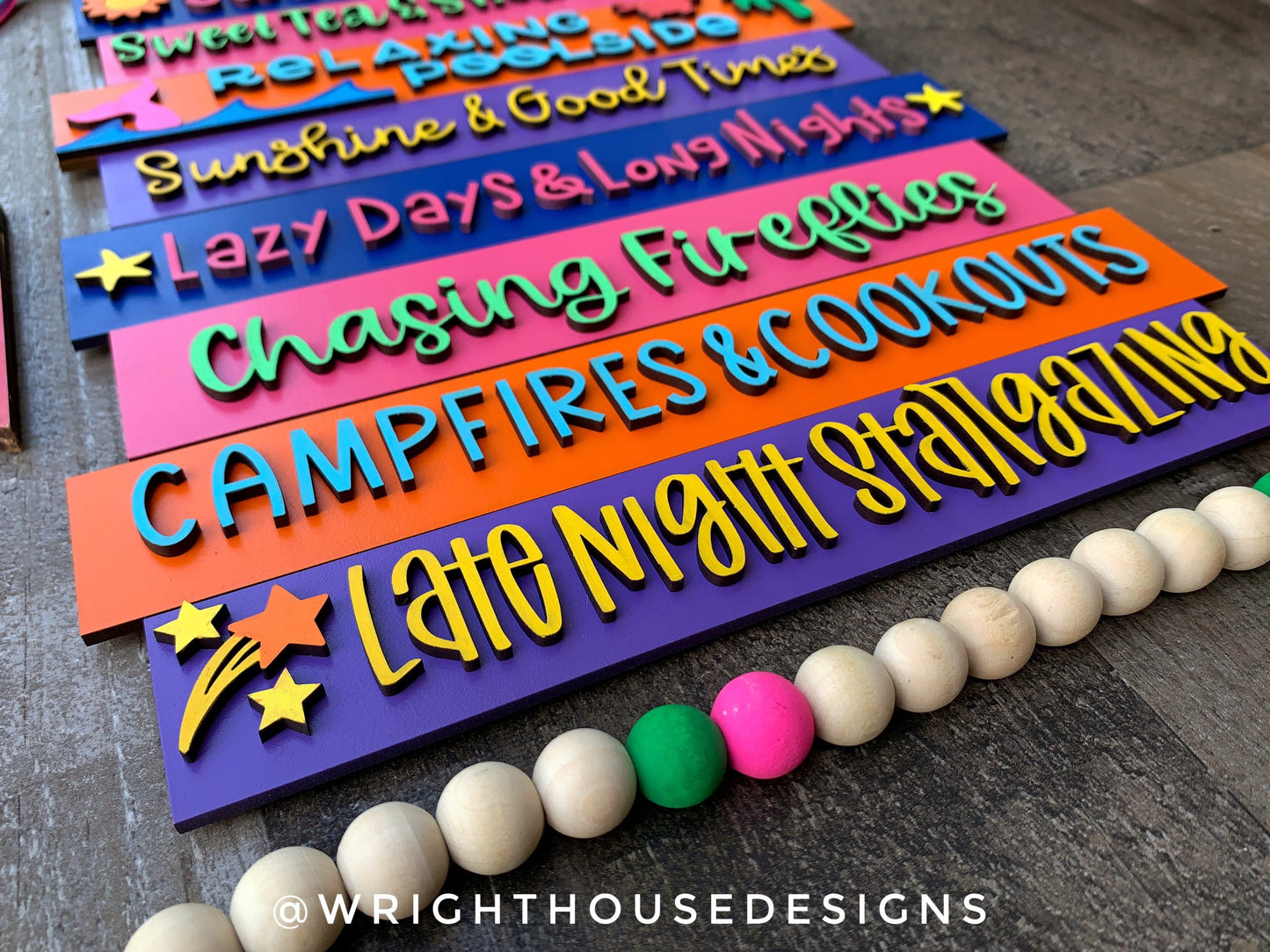 Sweet Summertime Bucket List Stacked Sign - Seasonal Wall Decor and DIY Kits - Cut File For Glowforge Lasers - Digital SVG File
