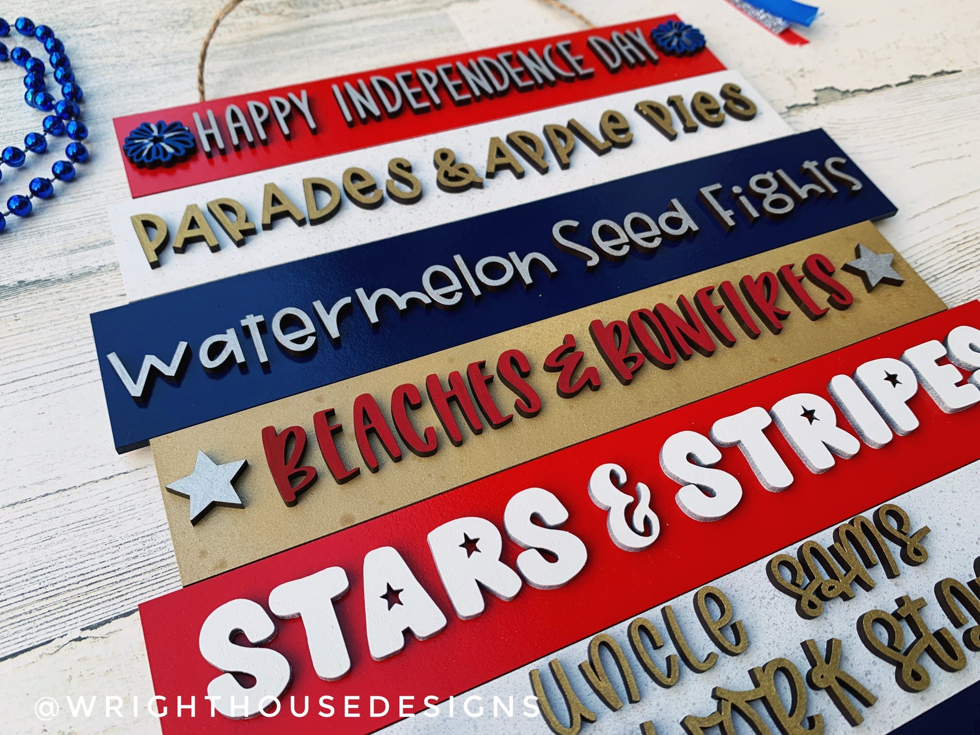 Independence Day Summer Bucket List Stacked Sign - Seasonal Wall Decor and DIY Kits - Cut File For Glowforge Lasers - Digital SVG File