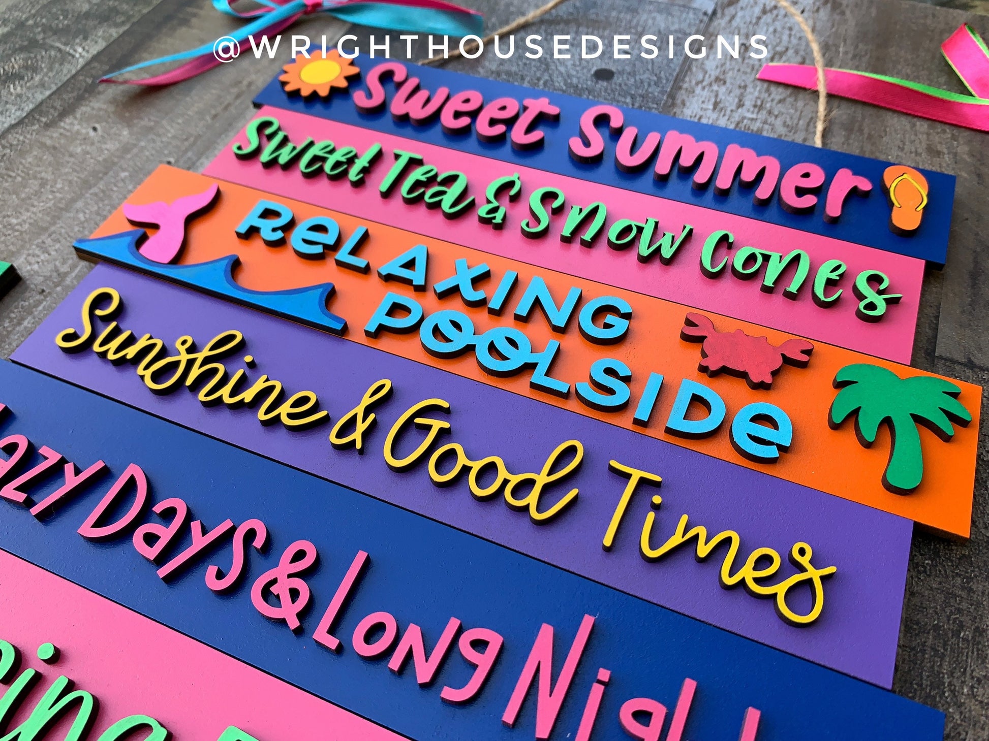 Summer Beach Bucket List Stacked Sign Bundle - Seasonal Wall Decor and DIY Kits - Cut File For Glowforge Lasers - Digital SVG File