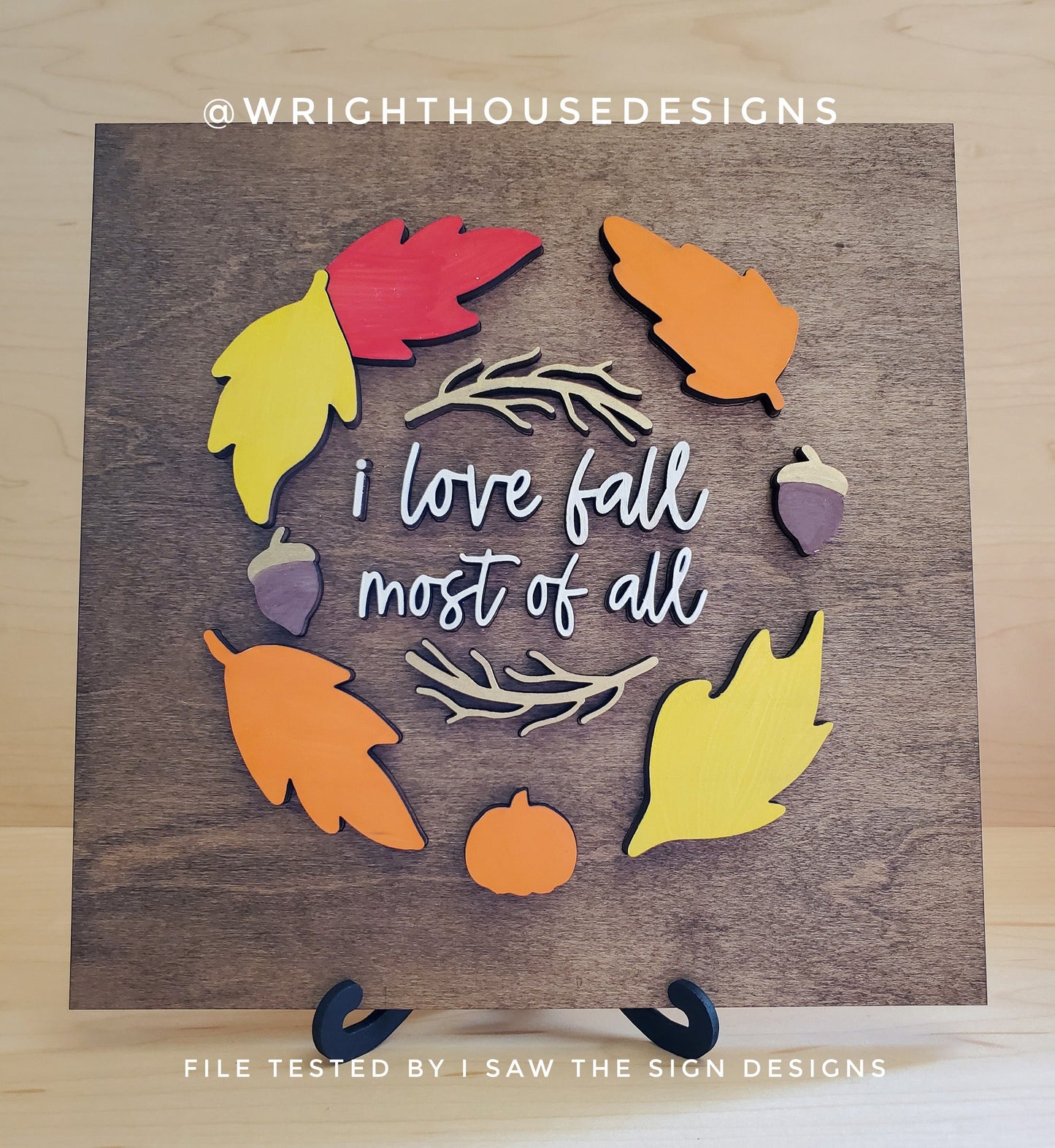 I Love Fall Most of All Foliage Autumn Round and Frame - Seasonal Sign Making and DIY Kits - Cut File For Glowforge Laser - Digital SVG File