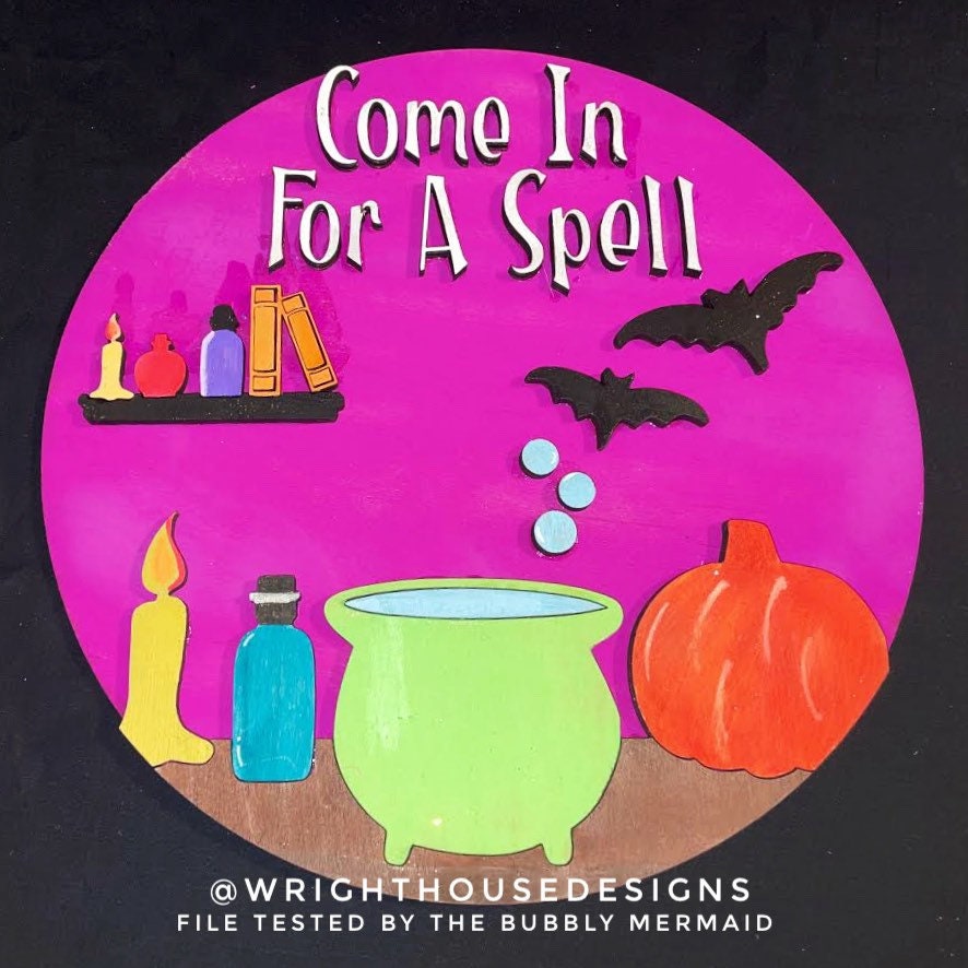 Welcome to the Witch's Lair Halloween Door Hanger Bundle - Seasonal Sign Making and DIY Kits - Digital SVG Cut File For Glowforge Lasers