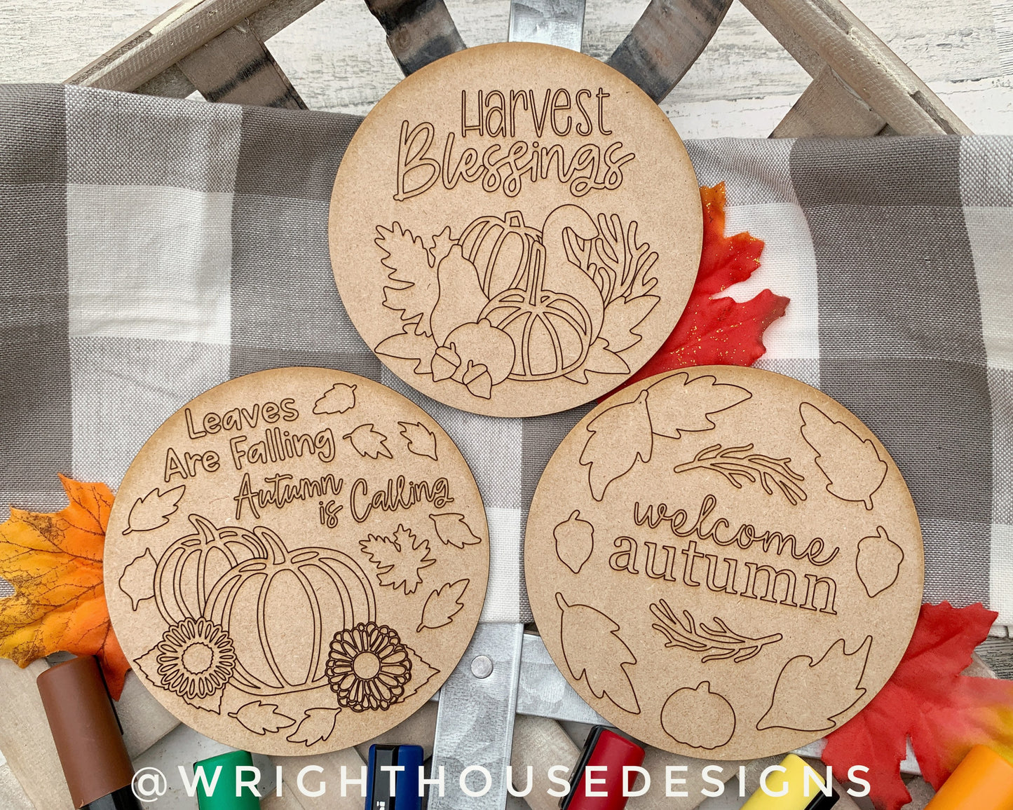 Autumn Color Craft Bundle - Scoring Pattern Round For Diy Painting - Files for Sign Making - SVG Cut File For Glowforge - Digital File