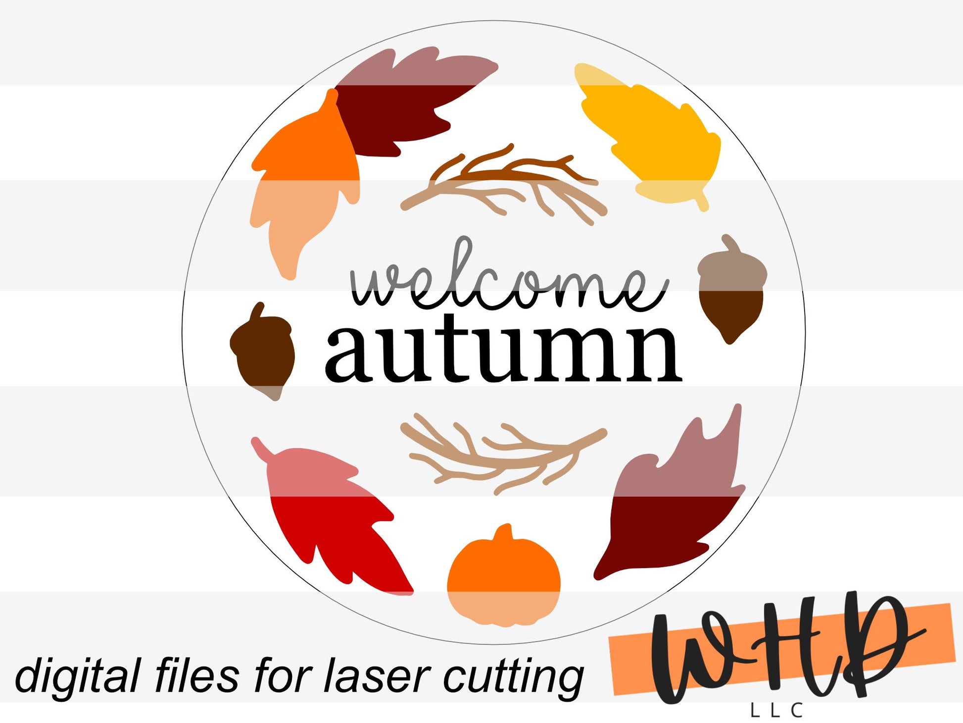 Fall File Sign Bundle Autumn Door Hanger Rounds - Seasonal Sign Making and DIY Kits - Cut File For Glowforge Laser - Digital SVG File