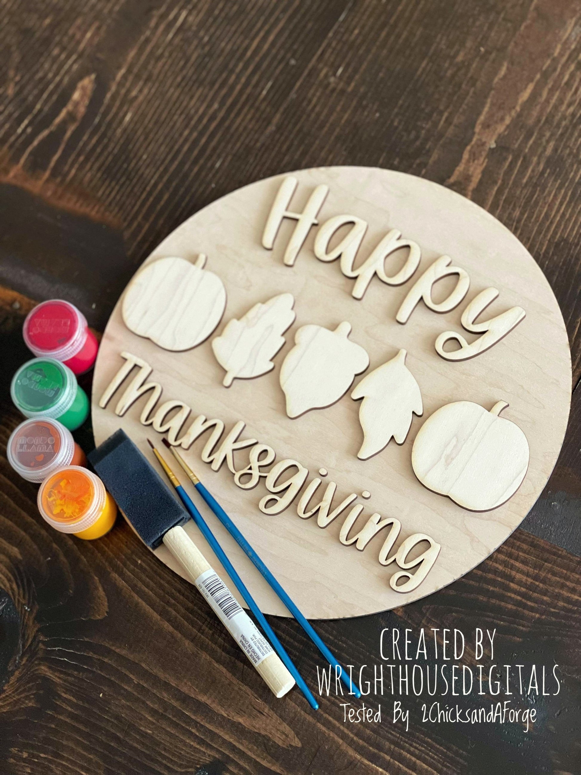 Happy and Blessed Thanksgiving Pumpkin Round Bundle - Seasonal Sign Making and DIY Kits - Cut File For Glowforge Laser - Digital SVG File