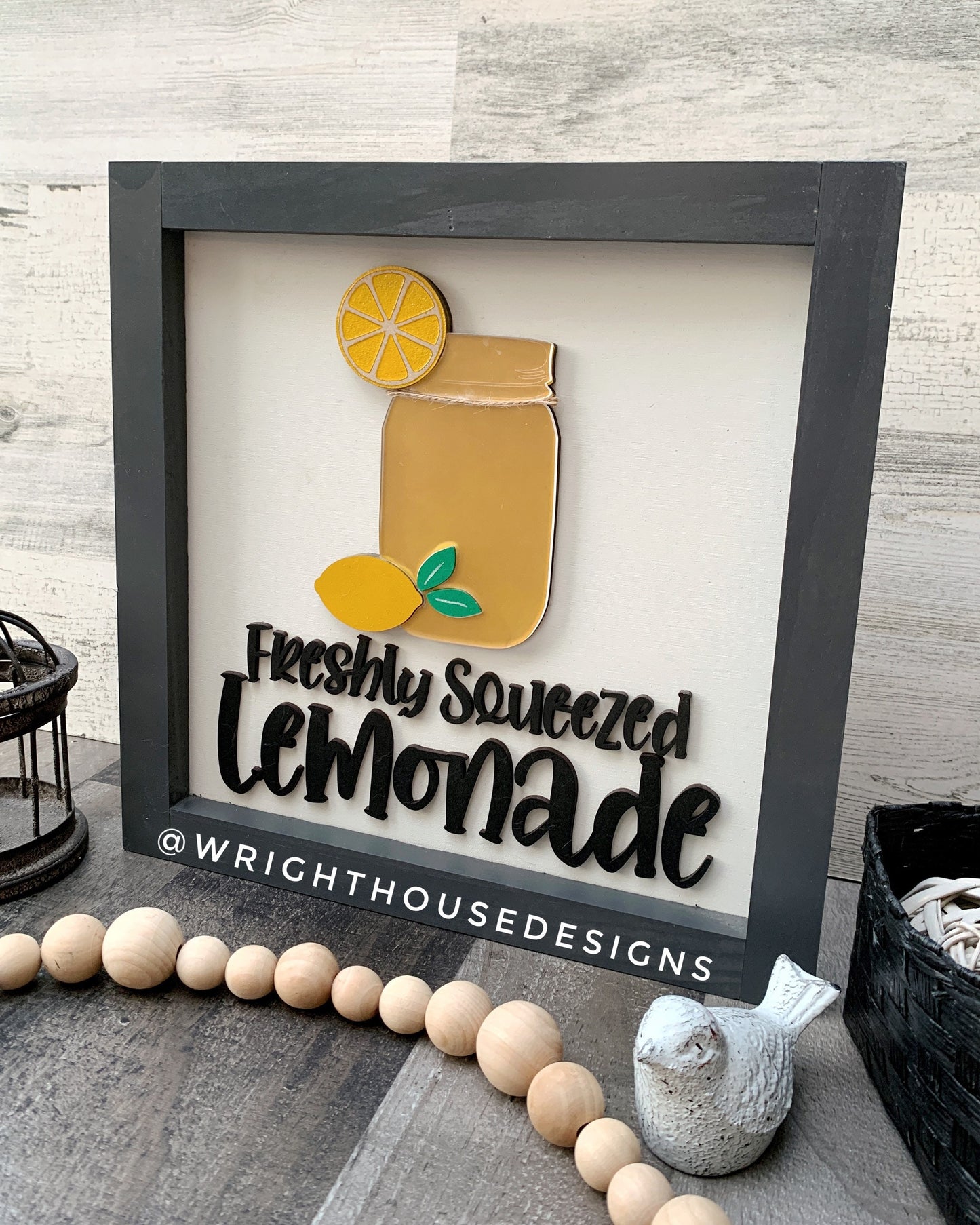 Mason Jar Freshly Squeezed Lemonade Shelf Sitter Round - Farmhouse Sign Making and DIY Kits - Cut File For Glowforge - Digital SVG File