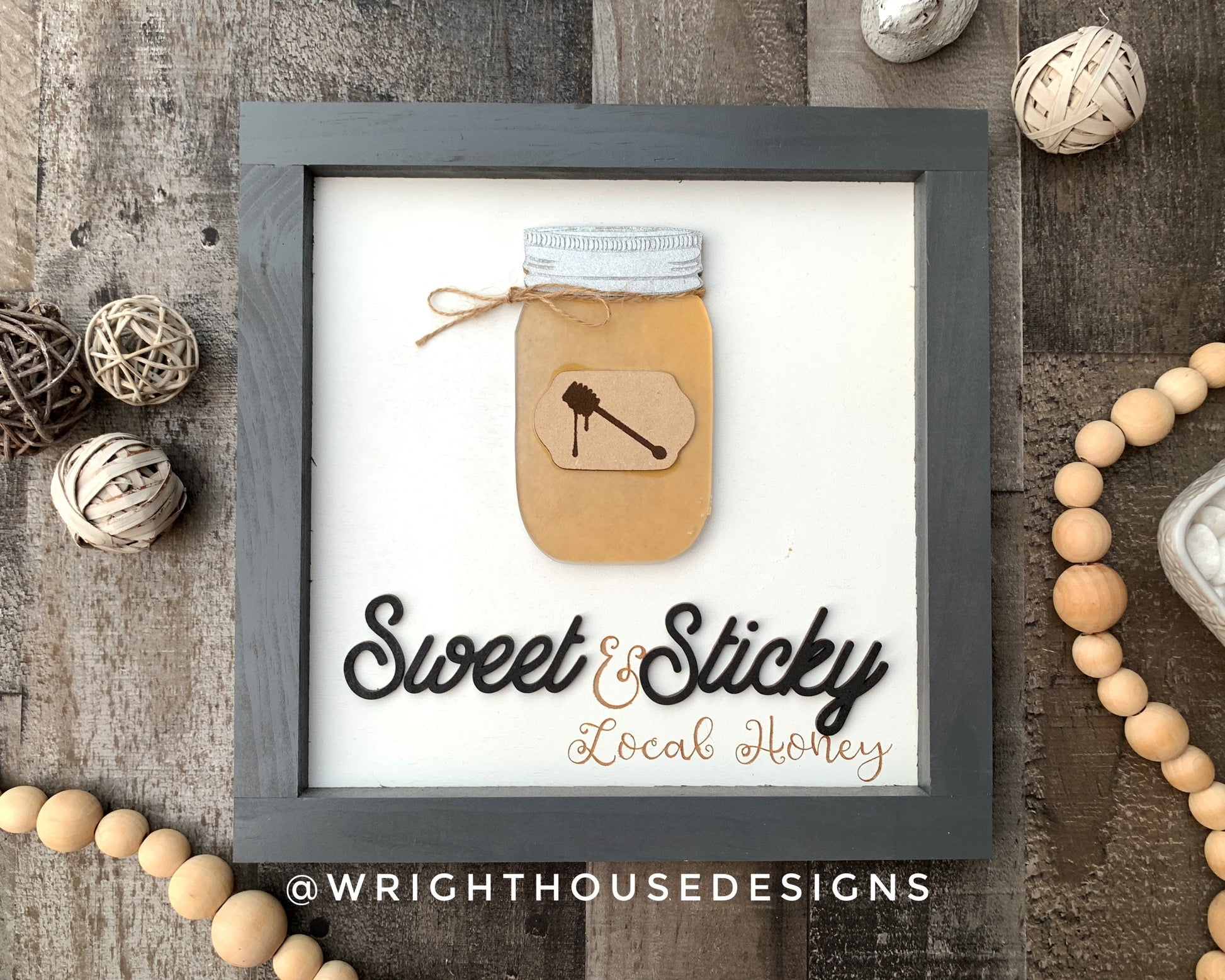 Mason Jar Sticky and Sweet Honey Shelf Sitter Round - Farmhouse Sign Making and DIY Kits - Cut File For Glowforge Lasers - Digital SVG File