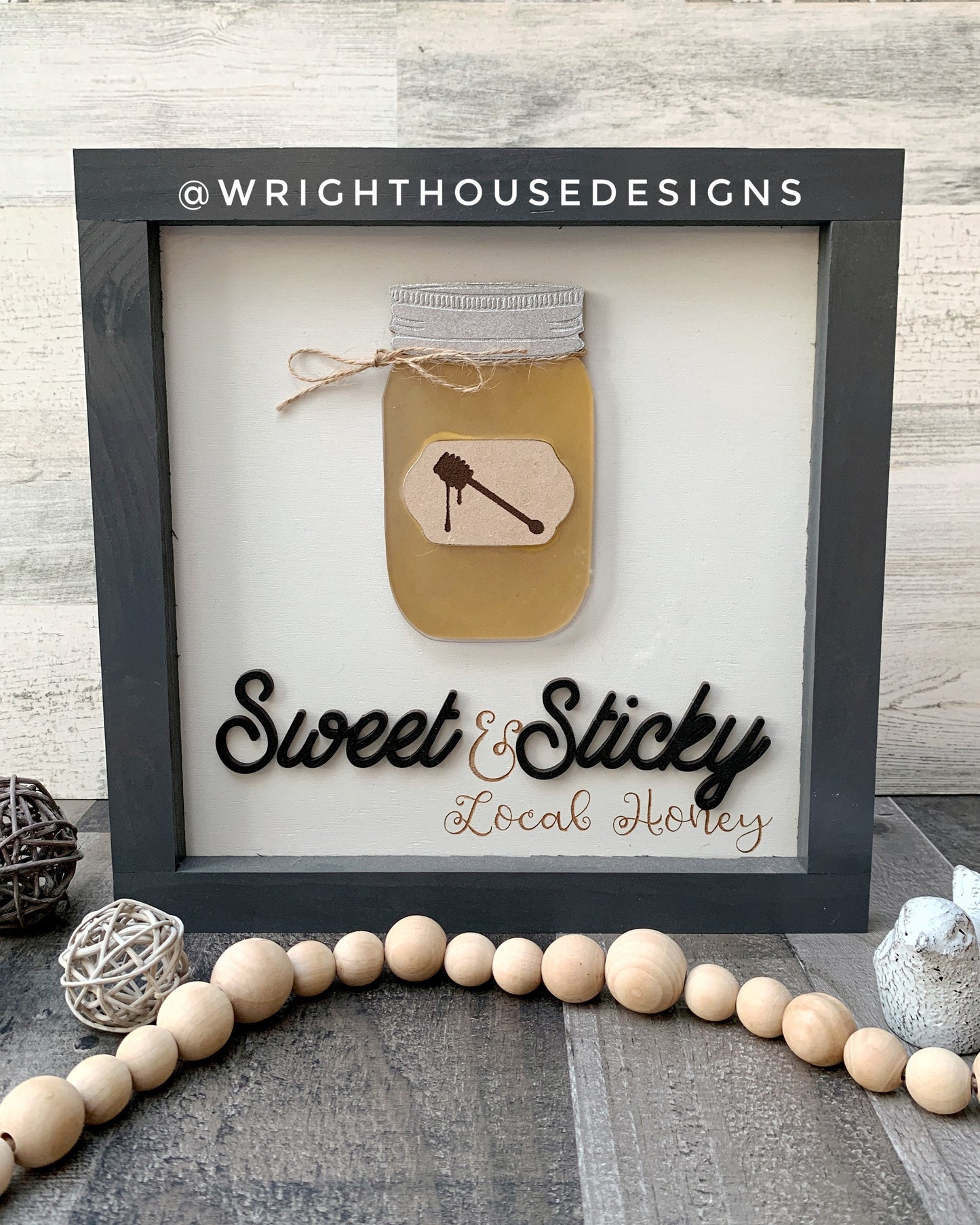 Mason Jar Sticky and Sweet Honey Shelf Sitter Round - Farmhouse Sign Making and DIY Kits - Cut File For Glowforge Lasers - Digital SVG File