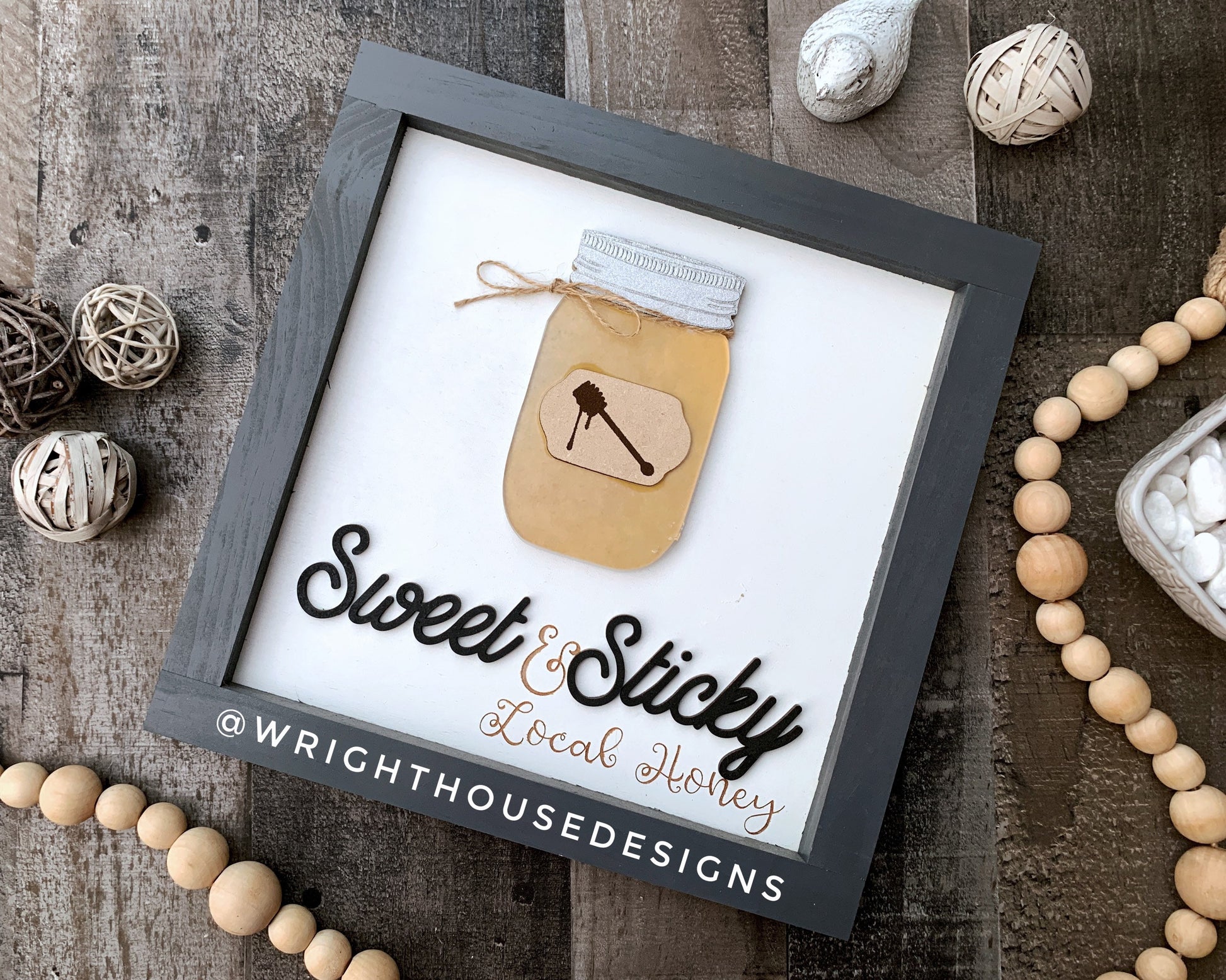 Mason Jar Sticky and Sweet Honey Shelf Sitter Round - Farmhouse Sign Making and DIY Kits - Cut File For Glowforge Lasers - Digital SVG File