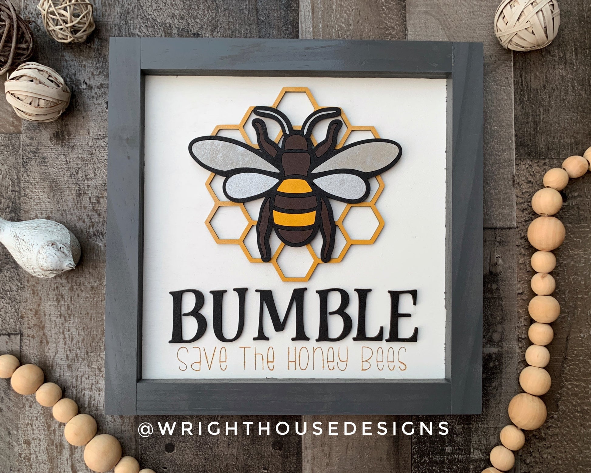 Mason Jar Save The Honey Bees Shelf Sitter Round - Farmhouse Sign Making and DIY Kits - Cut File For Glowforge Lasers - Digital SVG File