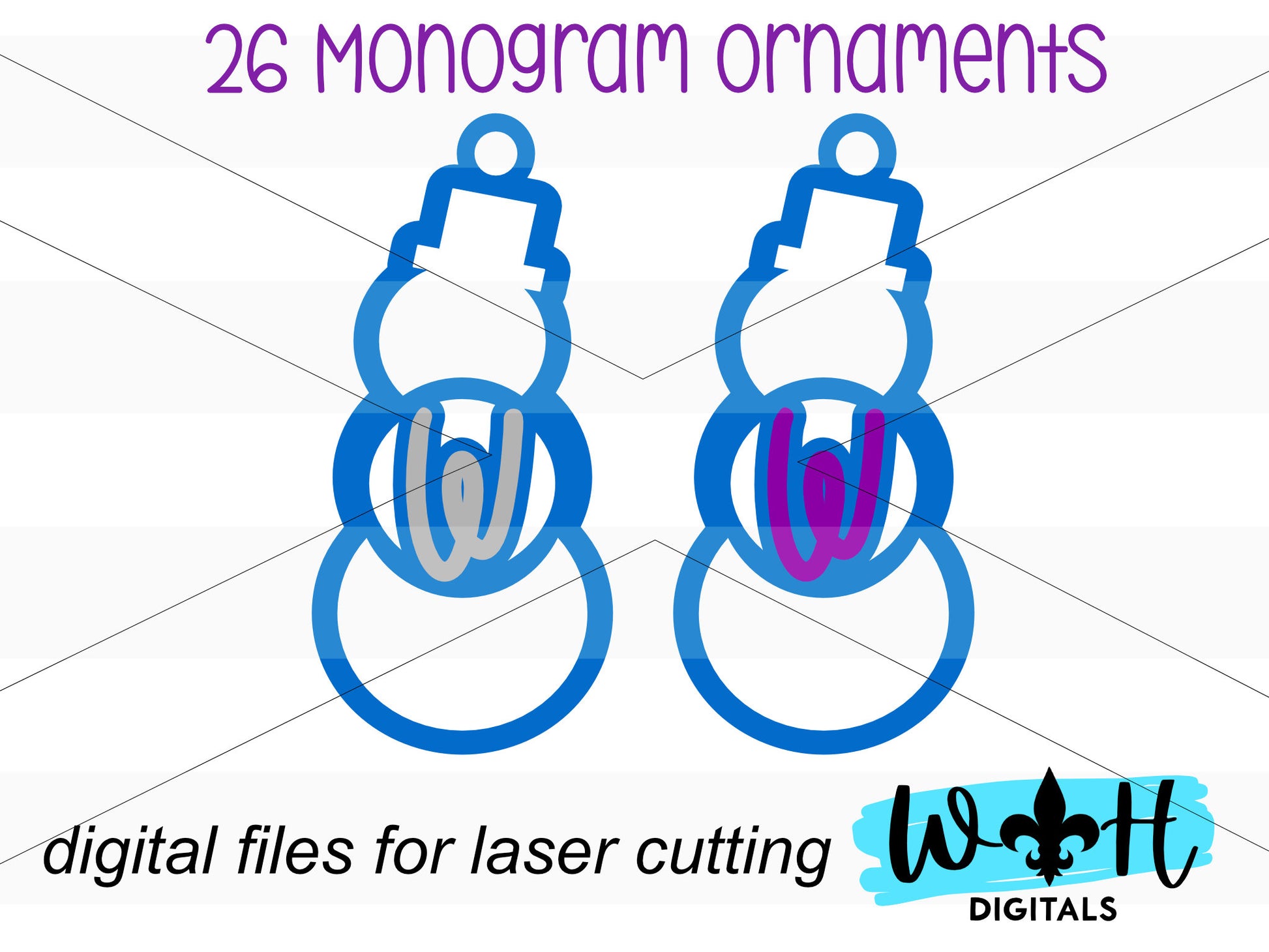 Snowman Monogram Stocking Tags Christmas Ornament Bundle - Quick Cut Gift Bag Tag Set - Cut File For Glowforge Lasers - Digital SVG File