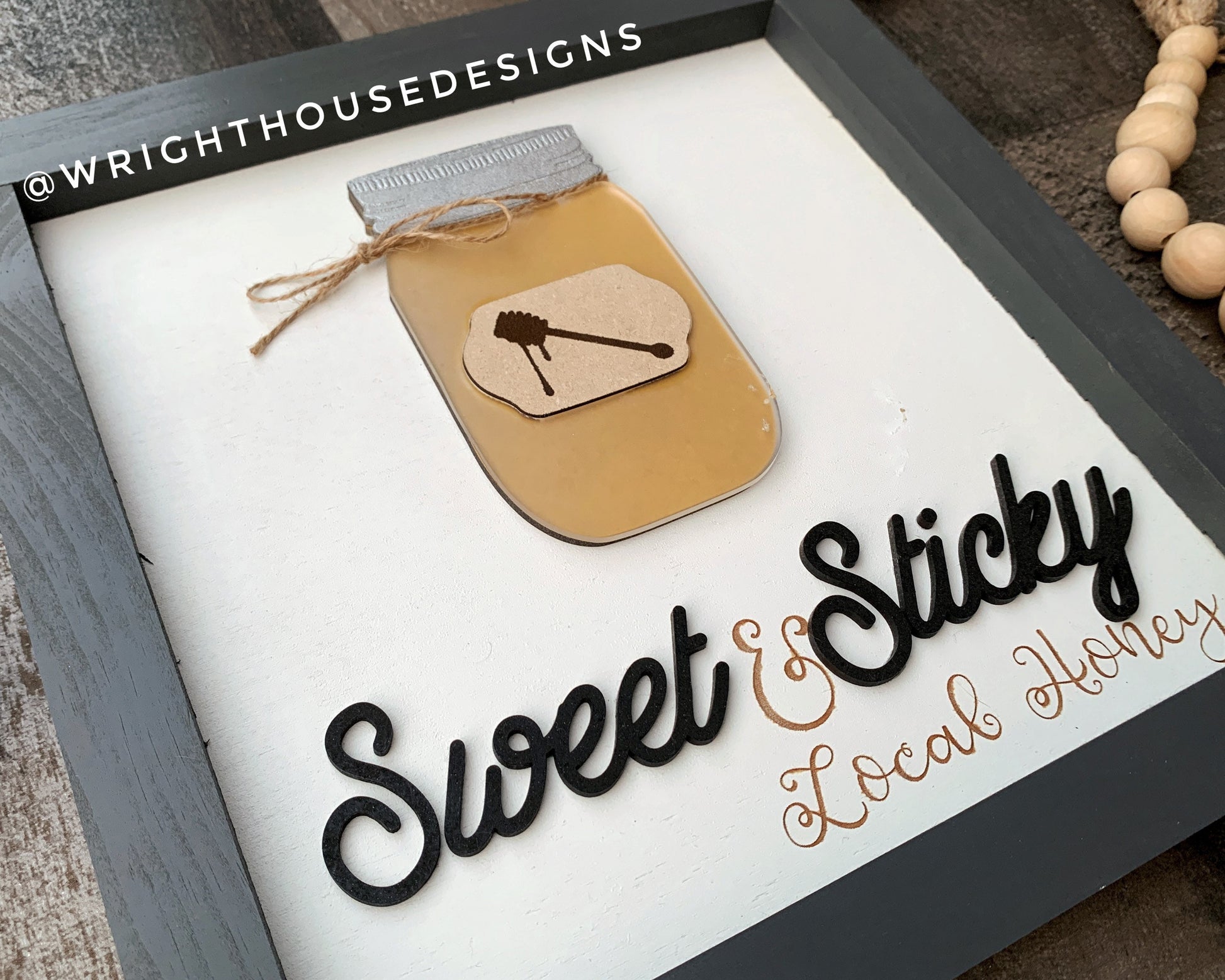 Mason Jar Sticky and Sweet Honey Shelf Sitter Round - Farmhouse Sign Making and DIY Kits - Cut File For Glowforge Lasers - Digital SVG File