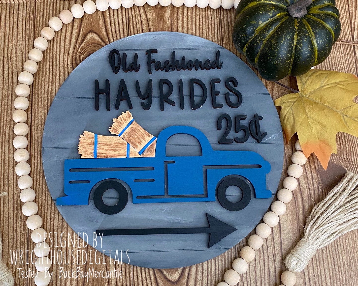 Old Fashioned Hayrides - Vintage Truck - Autumn Seasonal Round - Files for Sign Making - SVG Cut File For Glowforge - Digital File