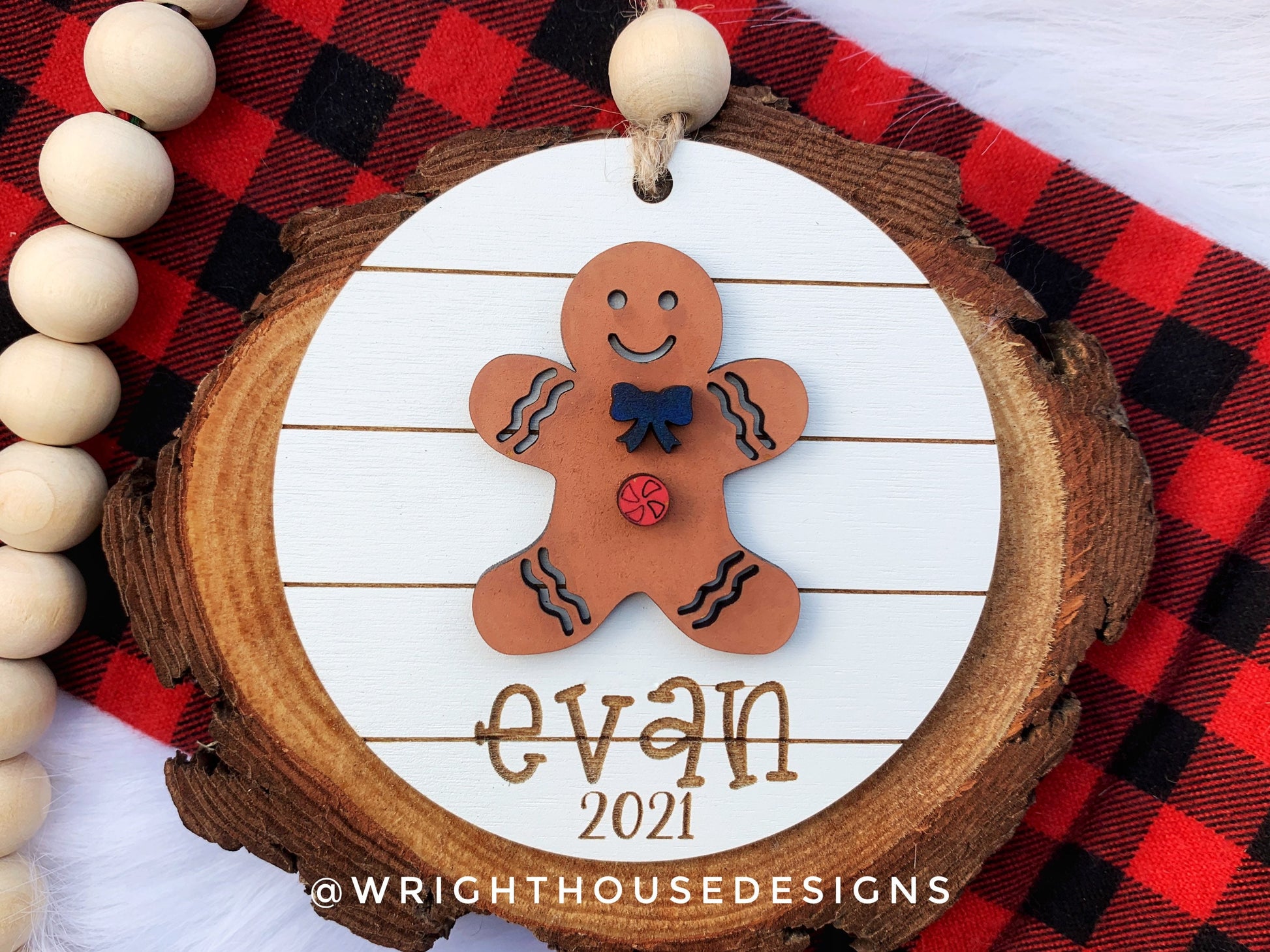 Holiday Icons Gingerbread Boy and Girl - Modern Farmhouse Mini Ornament Set - Personalizable Cut File For Glowforge - Digital SVG File