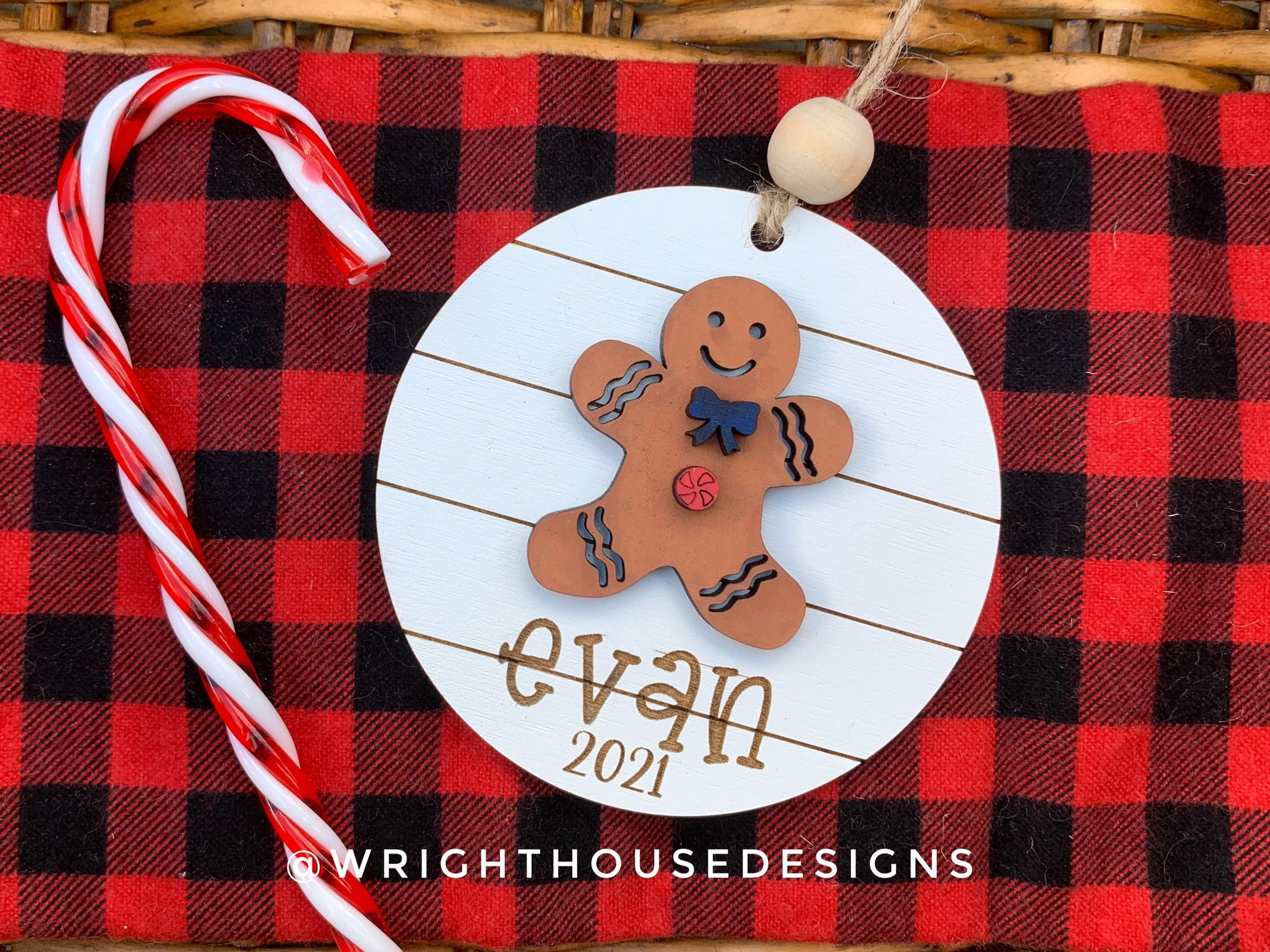 Holiday Icons Gingerbread Boy and Girl - Modern Farmhouse Mini Ornament Set - Personalizable Cut File For Glowforge - Digital SVG File