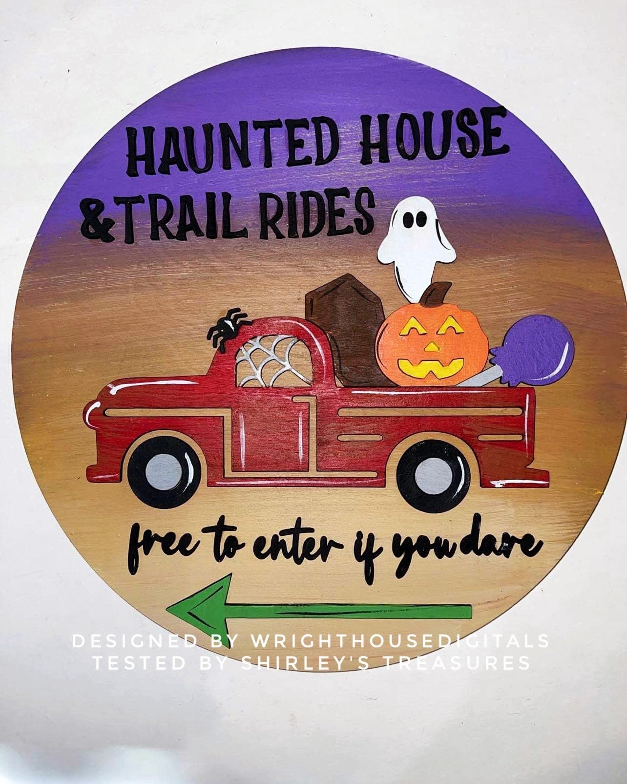 Haunted House and Trail Rides Halloween Round - Seasonal Sign Making and DIY Kits - Cut File For Glowforge Lasers - Digital SVG File