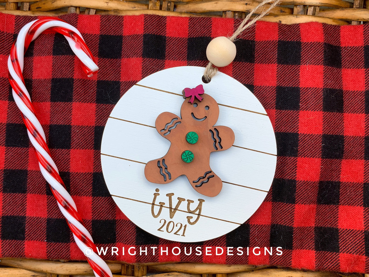 Holiday Icons Gingerbread Boy and Girl - Modern Farmhouse Mini Ornament Set - Personalizable Cut File For Glowforge - Digital SVG File