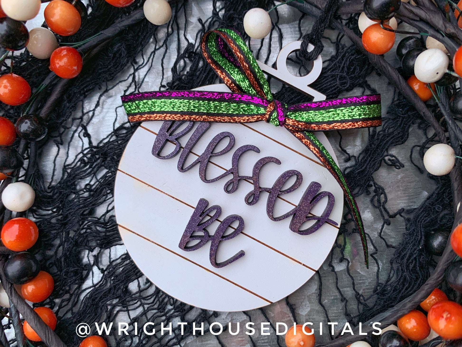 Witchy Shiplap Tree Ball Ornament Set For Halloween Trees - Blessed Be Witch Please - Quick Cut File For Glowforge Lasers - Digital SVG File