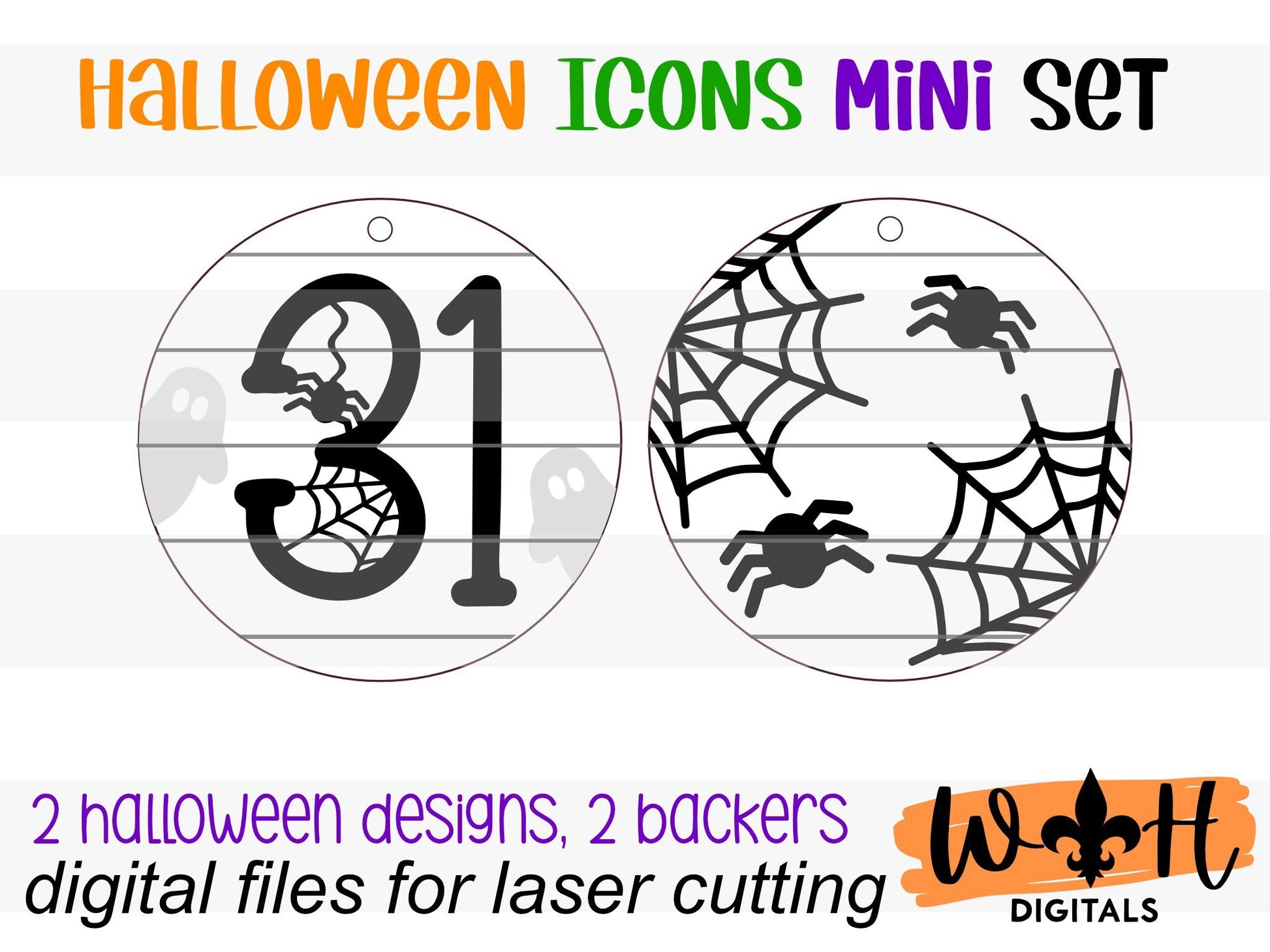 Halloween Icons 31 Spider and Cobwebs Mini Set - Spooky Handdrawn DIY Doodle Ornaments - Cut File For Glowforge Lasers - Digital SVG File