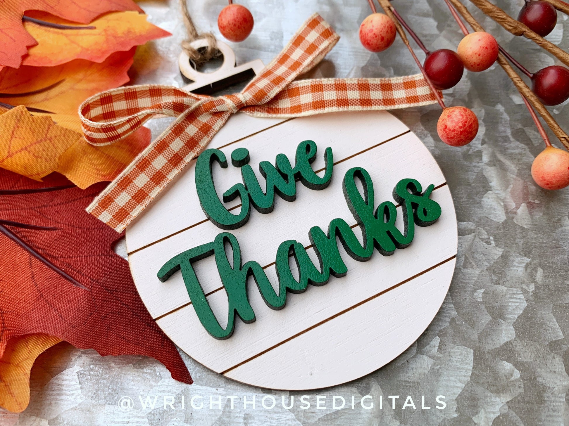 Thanksgiving Tree Ball Ornaments - Shiplap Farmhouse Style - Digital Files for Sign Making - SVG Cut File For Glowforge - Digital File