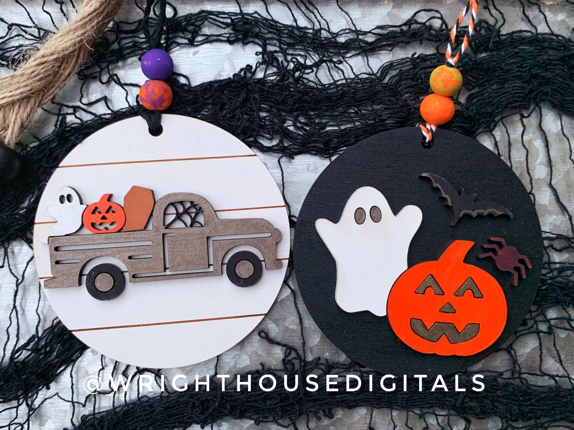 Halloween Icons Ornament Bundle - Spooky Handdrawn Personalizable DIY Doodle Ornaments - Cut File For Glowforge Lasers - Digital SVG File