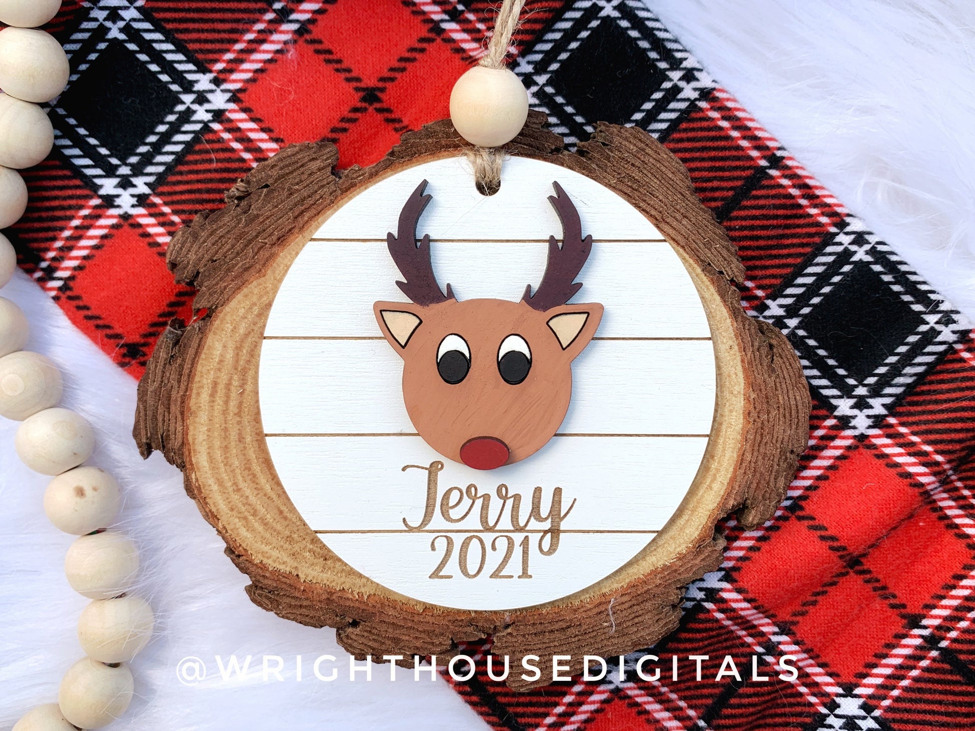 Holiday Icons Reindeer and Cocoa Mug - Modern Farmhouse Mini Ornament Set - Personalizable Cut File For Glowforge Lasers - Digital SVG File